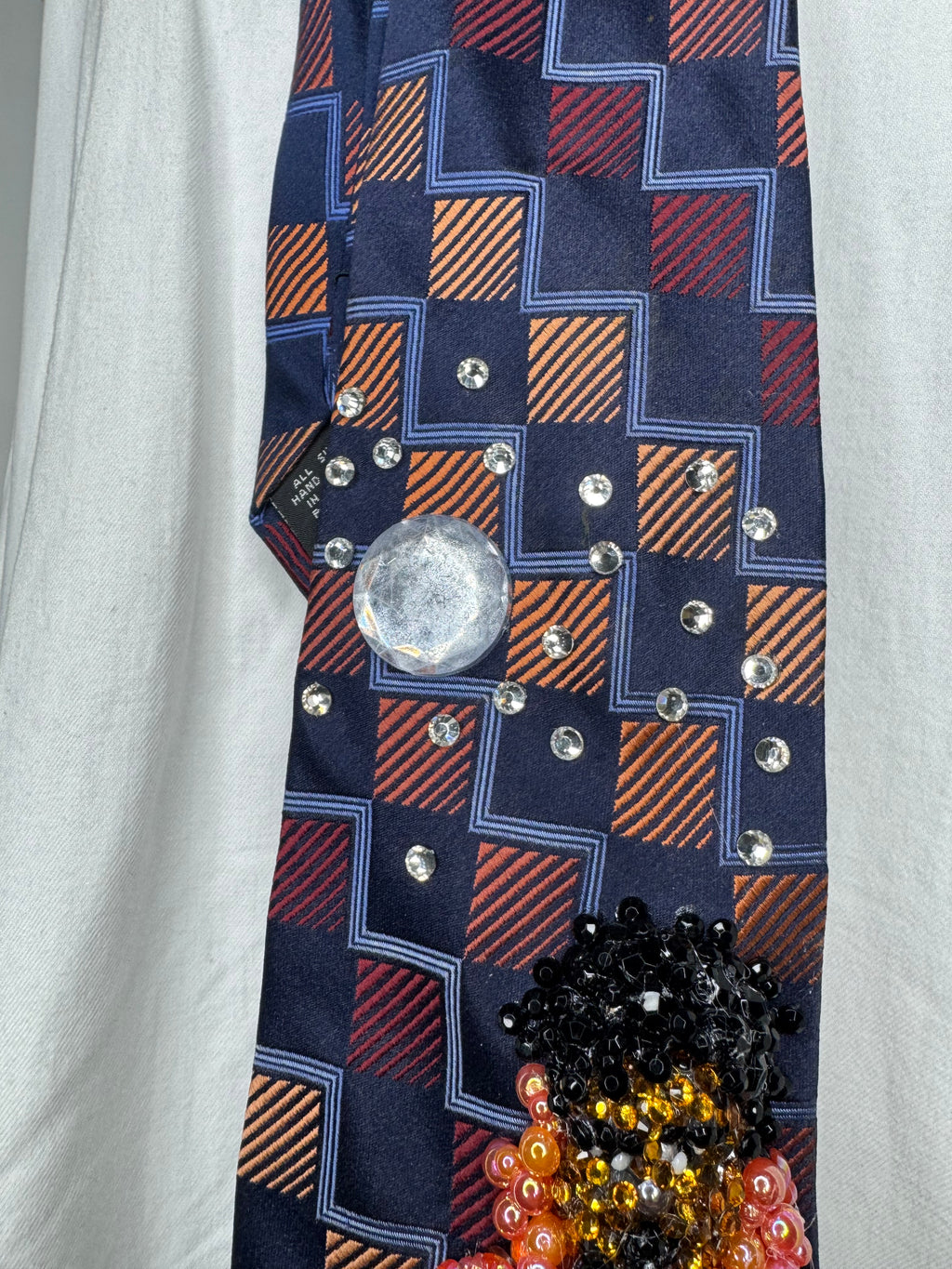 Navy Blue and Orange Michael Jackson in the Air in Peach Space Jumpsuit Singing Workin Day n Night on Victory Tour 1984 Tie