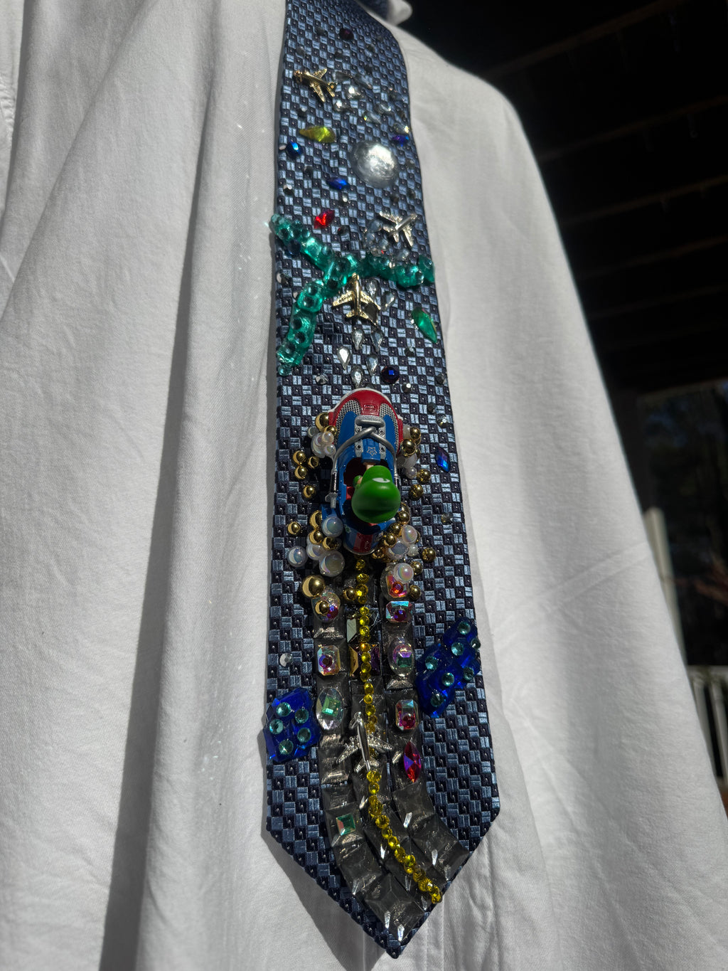 Light Blue Baby Luigi About to Fly On Sunshine Airport 200cc Mario Kart Tie