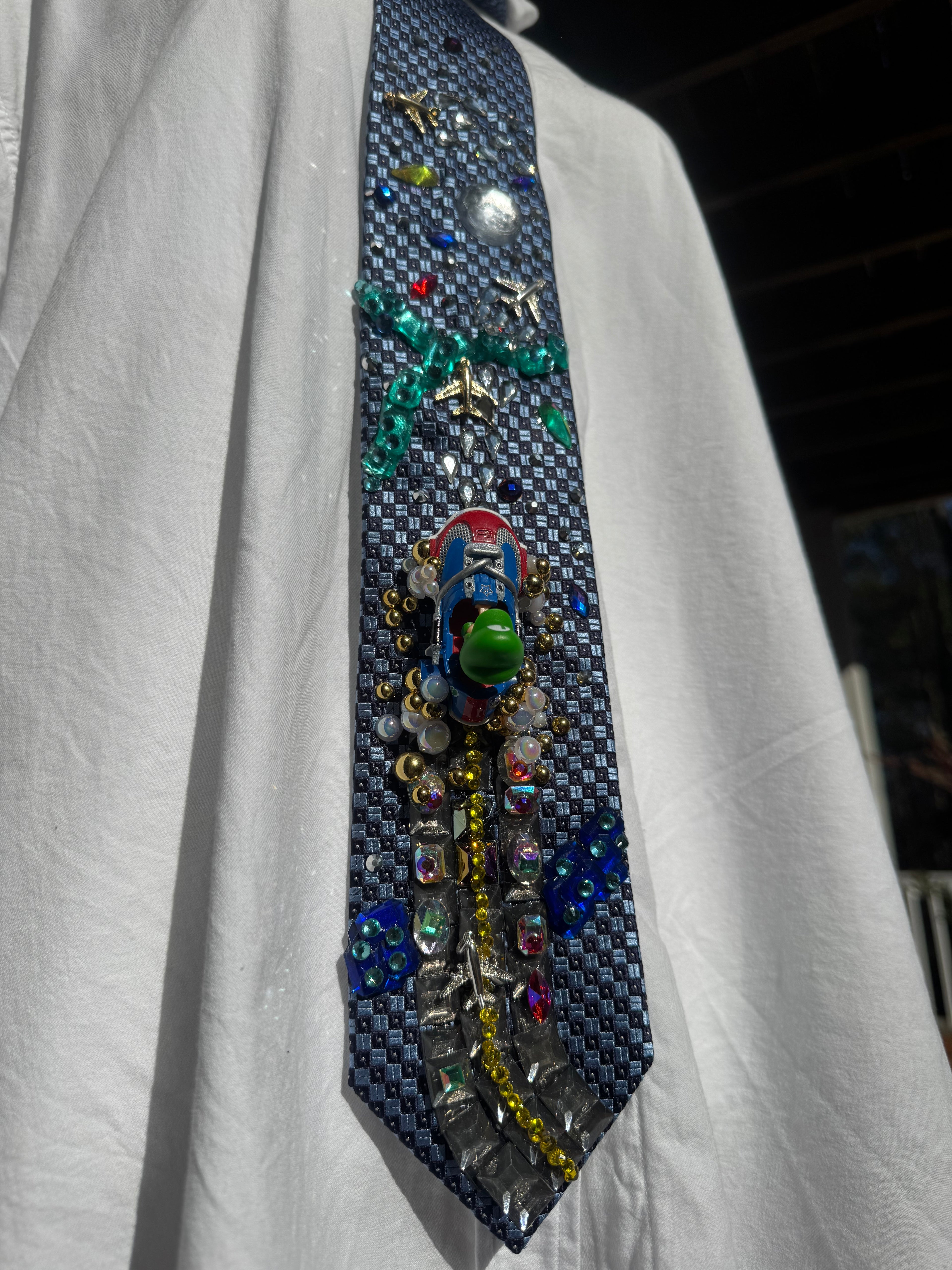 Light Blue Baby Luigi About to Fly On Sunshine Airport 200cc Mario Kart Tie