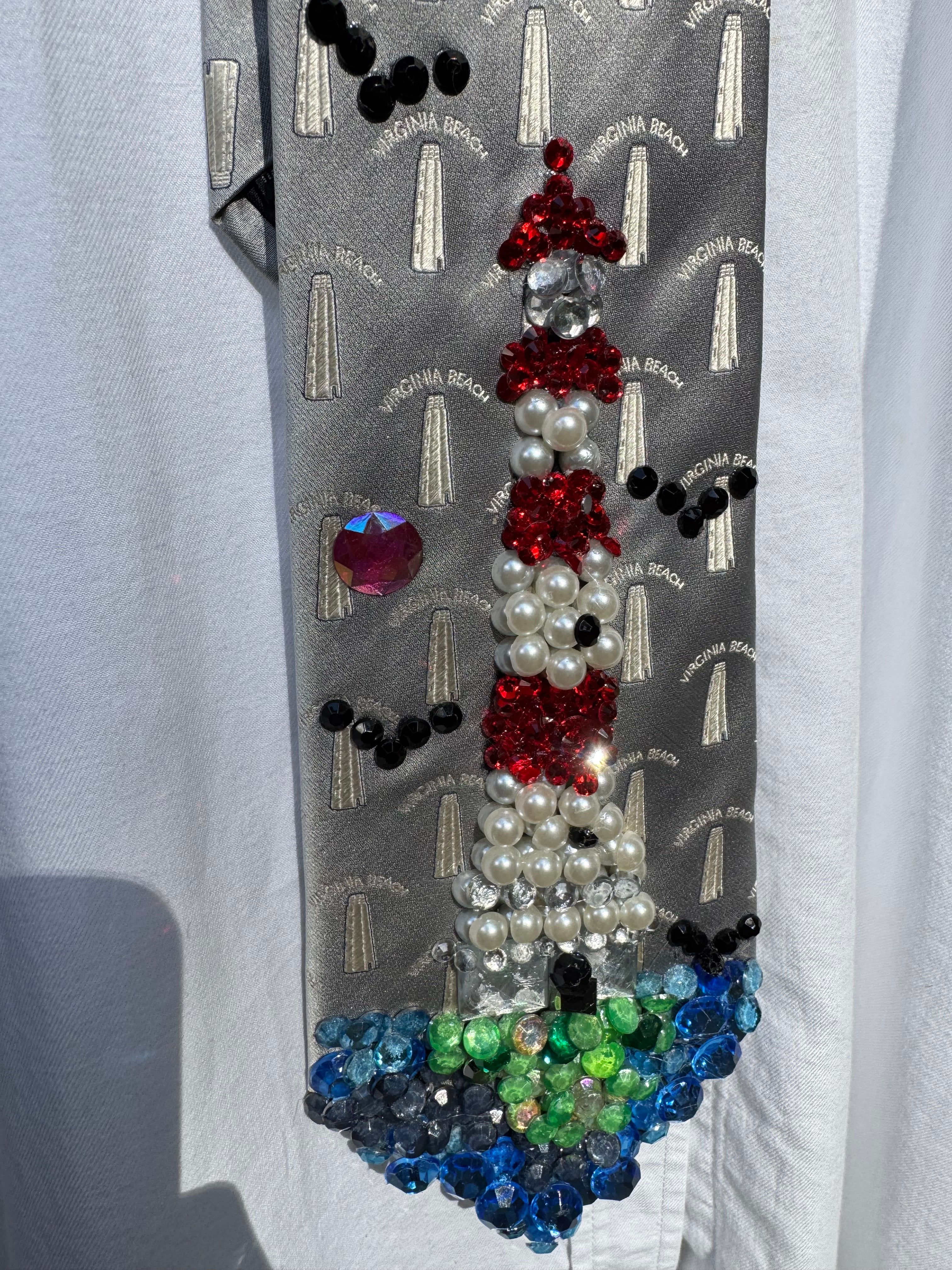 Grey Virginia Beach Lighthouse Nautical Royalty Tie