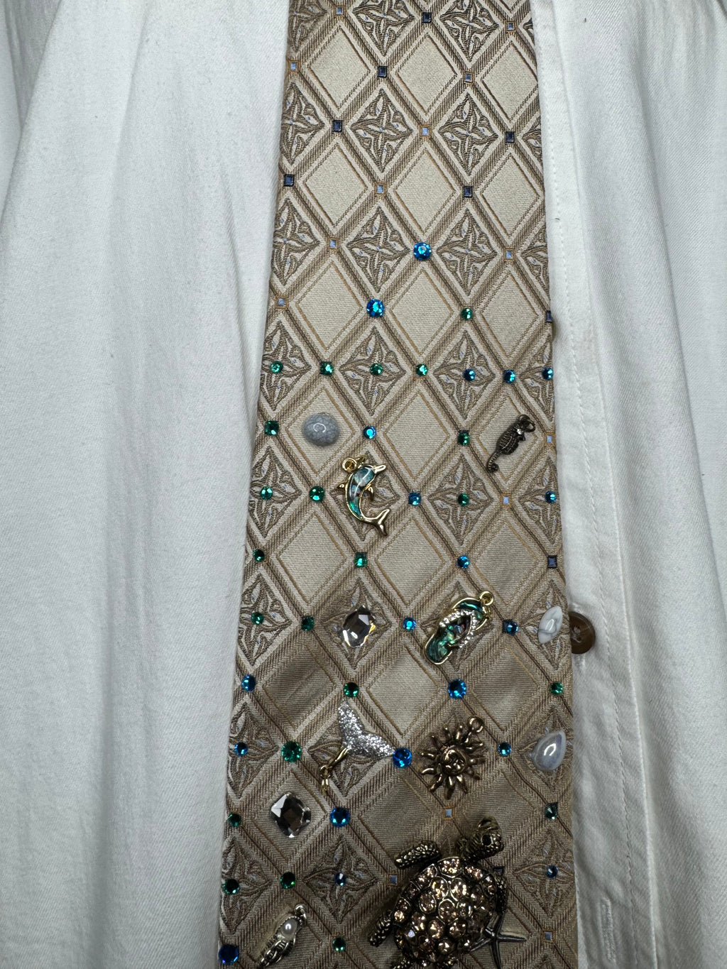 Beige Checkered Tropical Treasure Box Royalty Tie