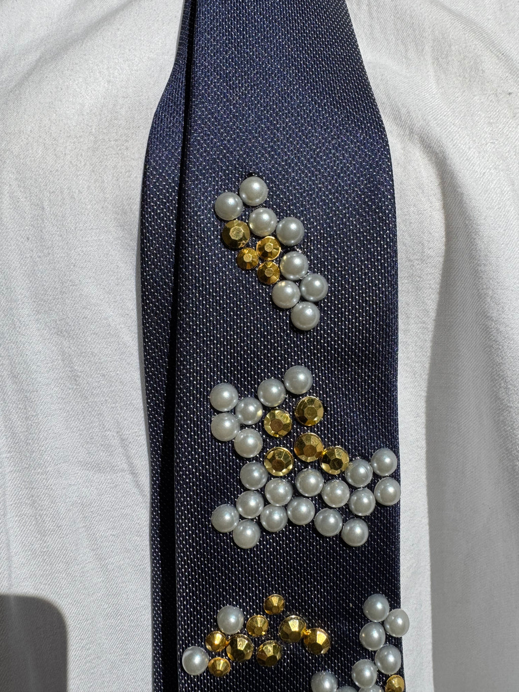 Navy Blue Salt Rock Scattered Gems Royalty Nature Tie