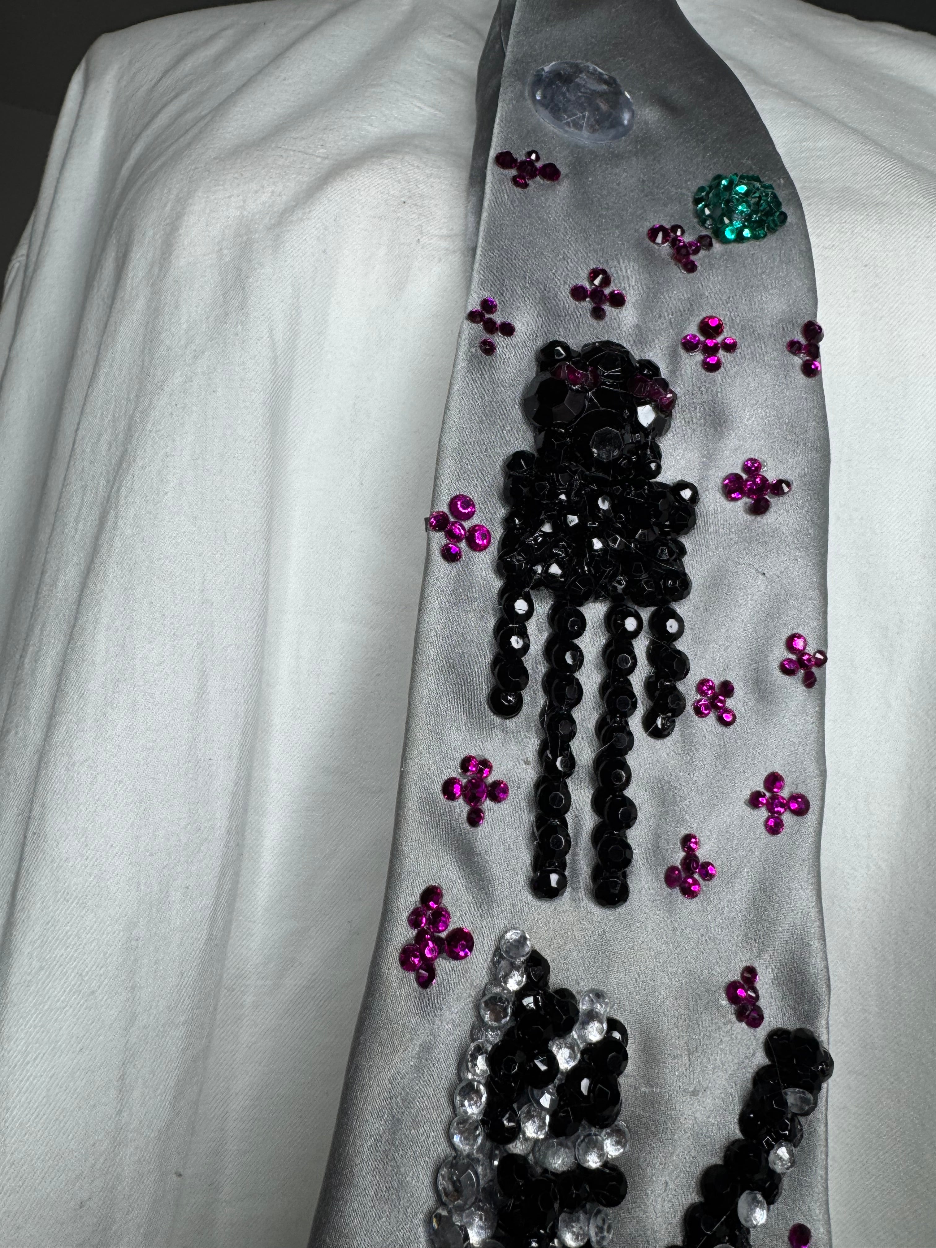 Grey Silk Enderman Near Enderpearl With Enderdragon Flying in Enderworld Minecraft Tie