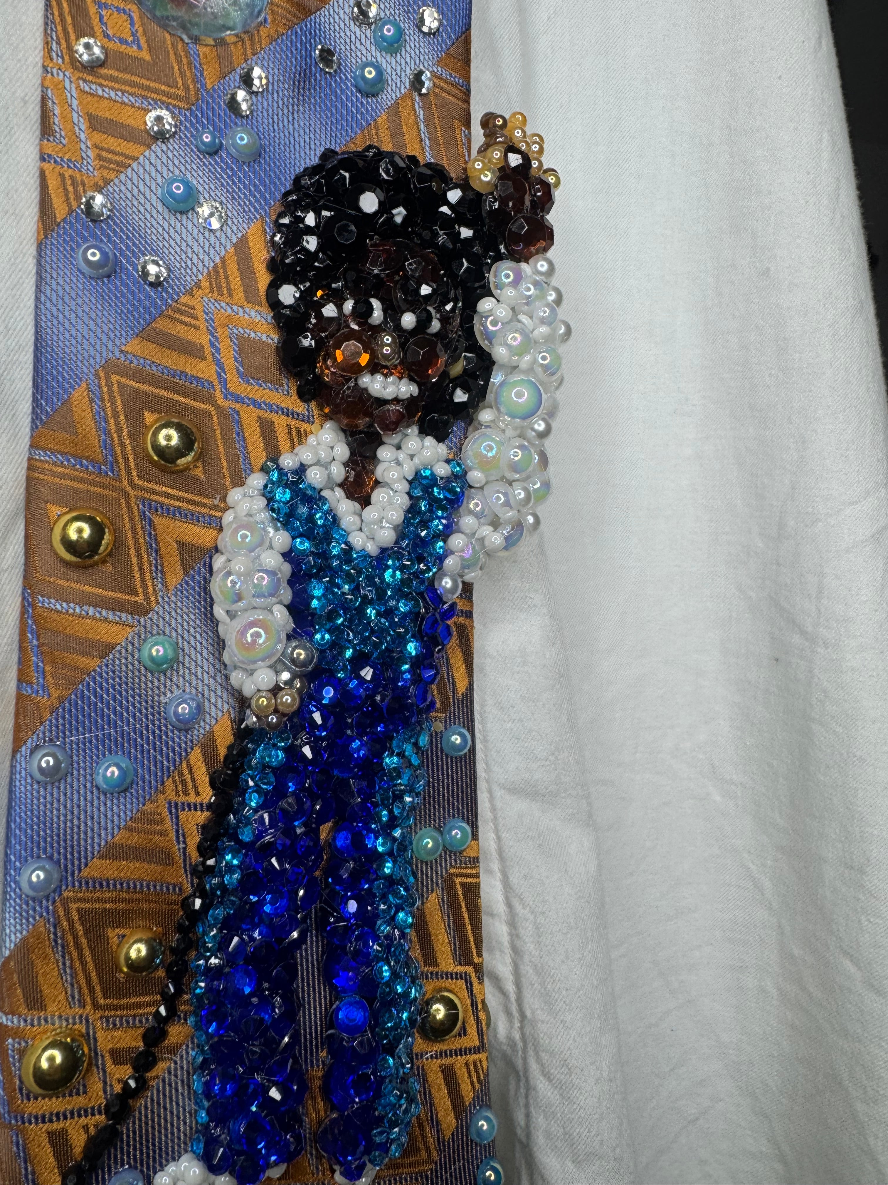 Orange and Blue Teen Michael Jackson in Two Tone Blue Outfit Performing on Tv Jacksons Era Tie