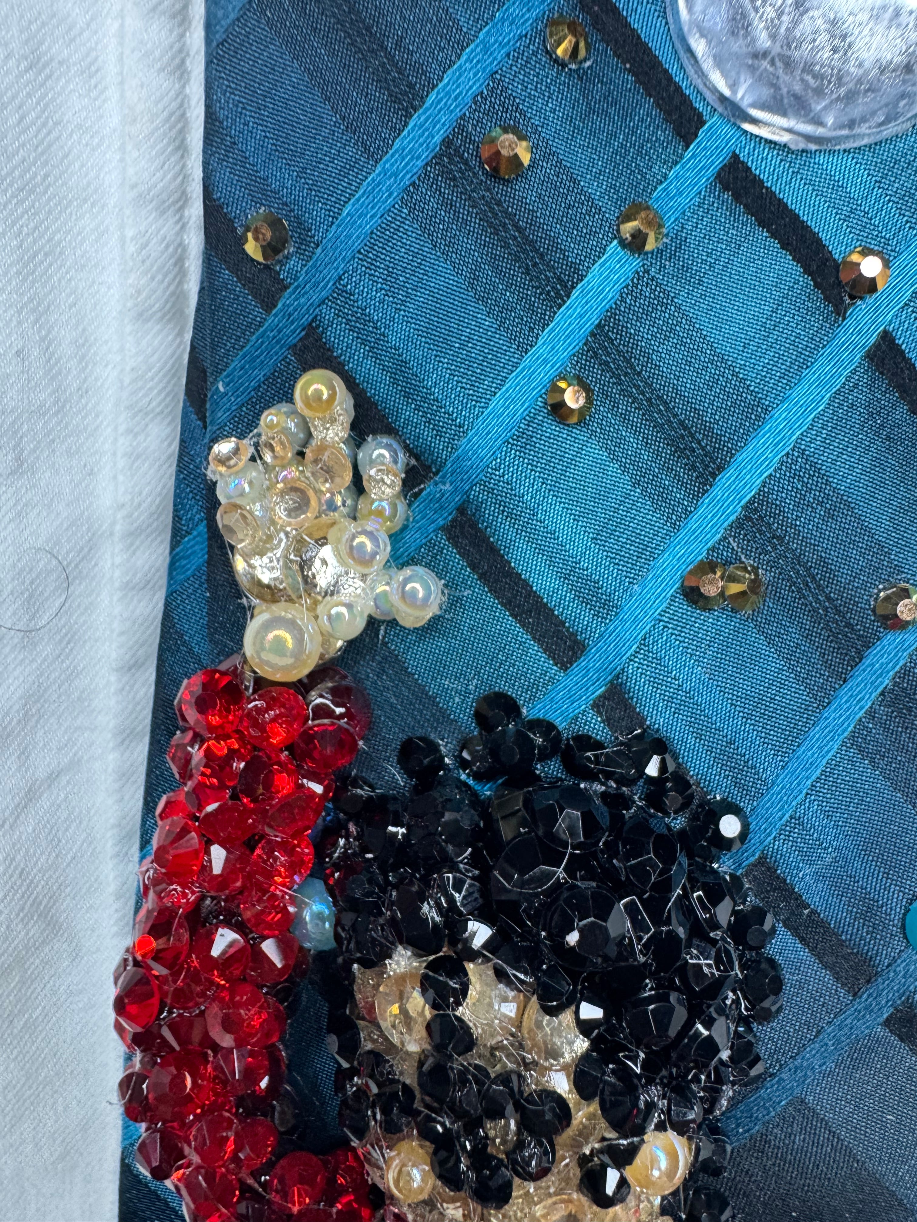 Dark Plaid Turquoise Michael Jackson Hitting Hand Up Wide Leg Pose to Human Nature In Tokyo Red Shirt Bad Tour 1988 Tie