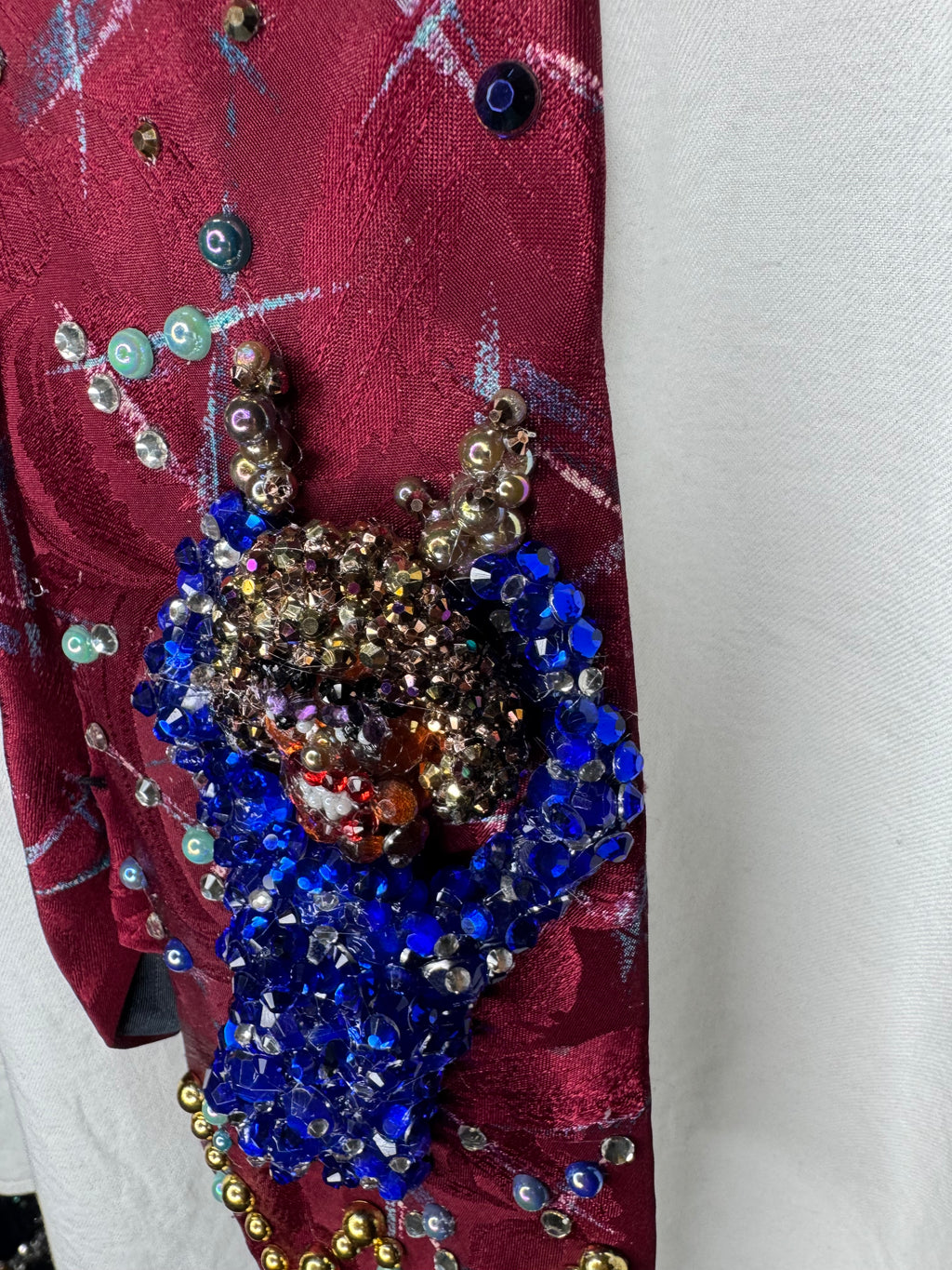 Red Whitney Houston Happily Dancing in Deep Blue Rhinestoned Dress Performing Tie