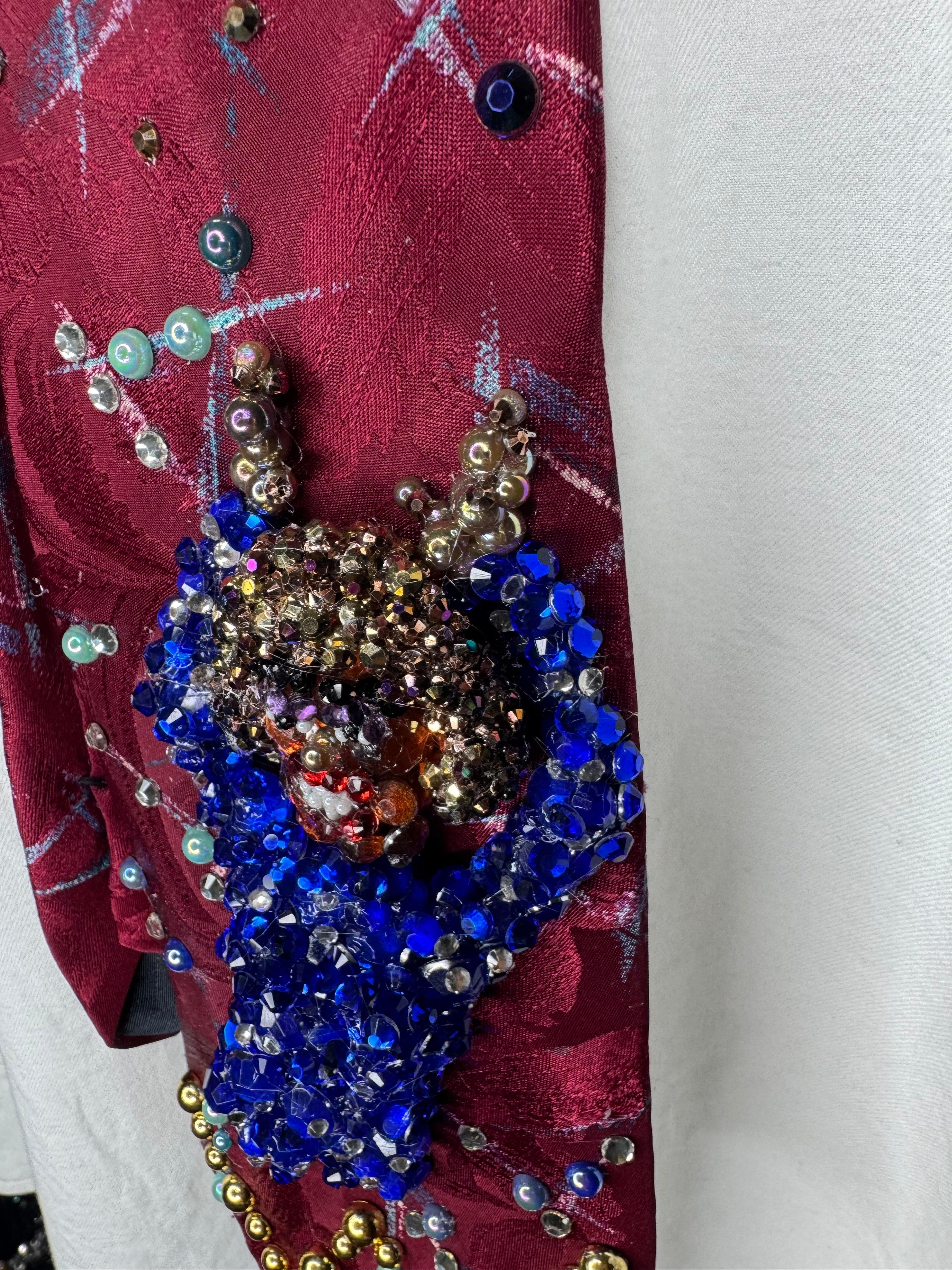 Red Whitney Houston Happily Dancing in Deep Blue Rhinestoned Dress Performing Tie