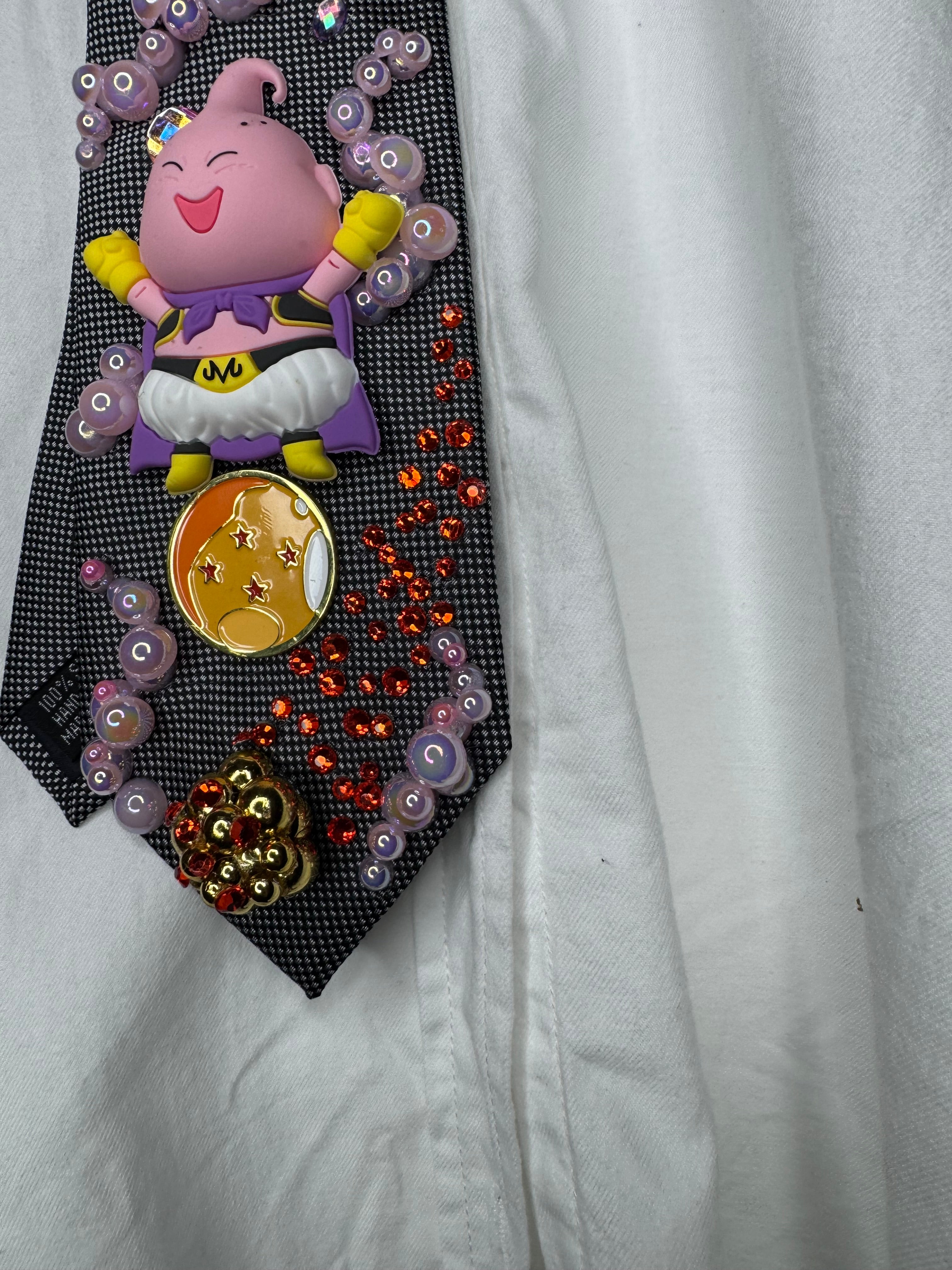Grey Majin Buu Pink Foam Bubbles Dragon Ball Z Tie