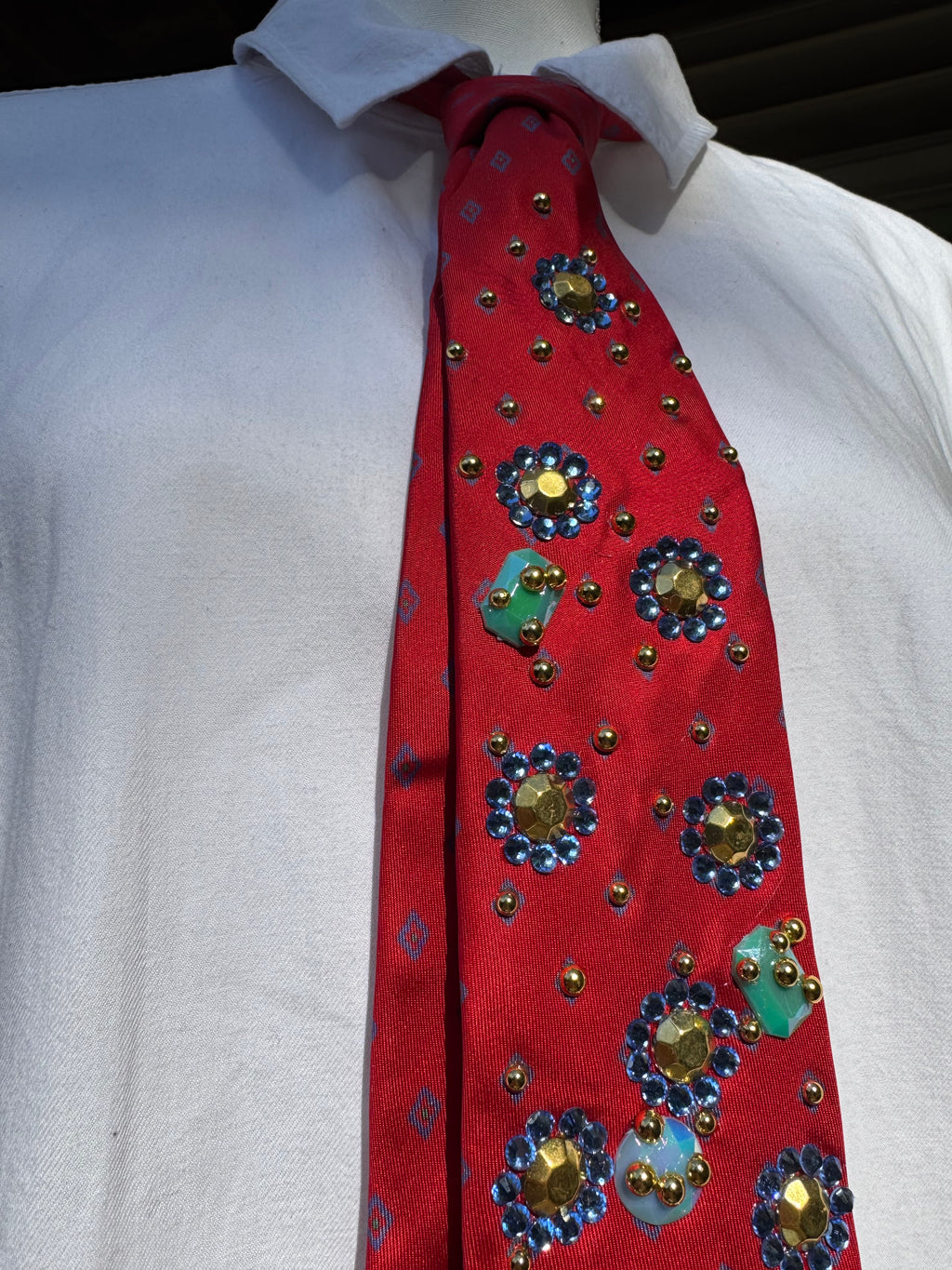 Red Blue Petaled Flower Royalty Nature Tie