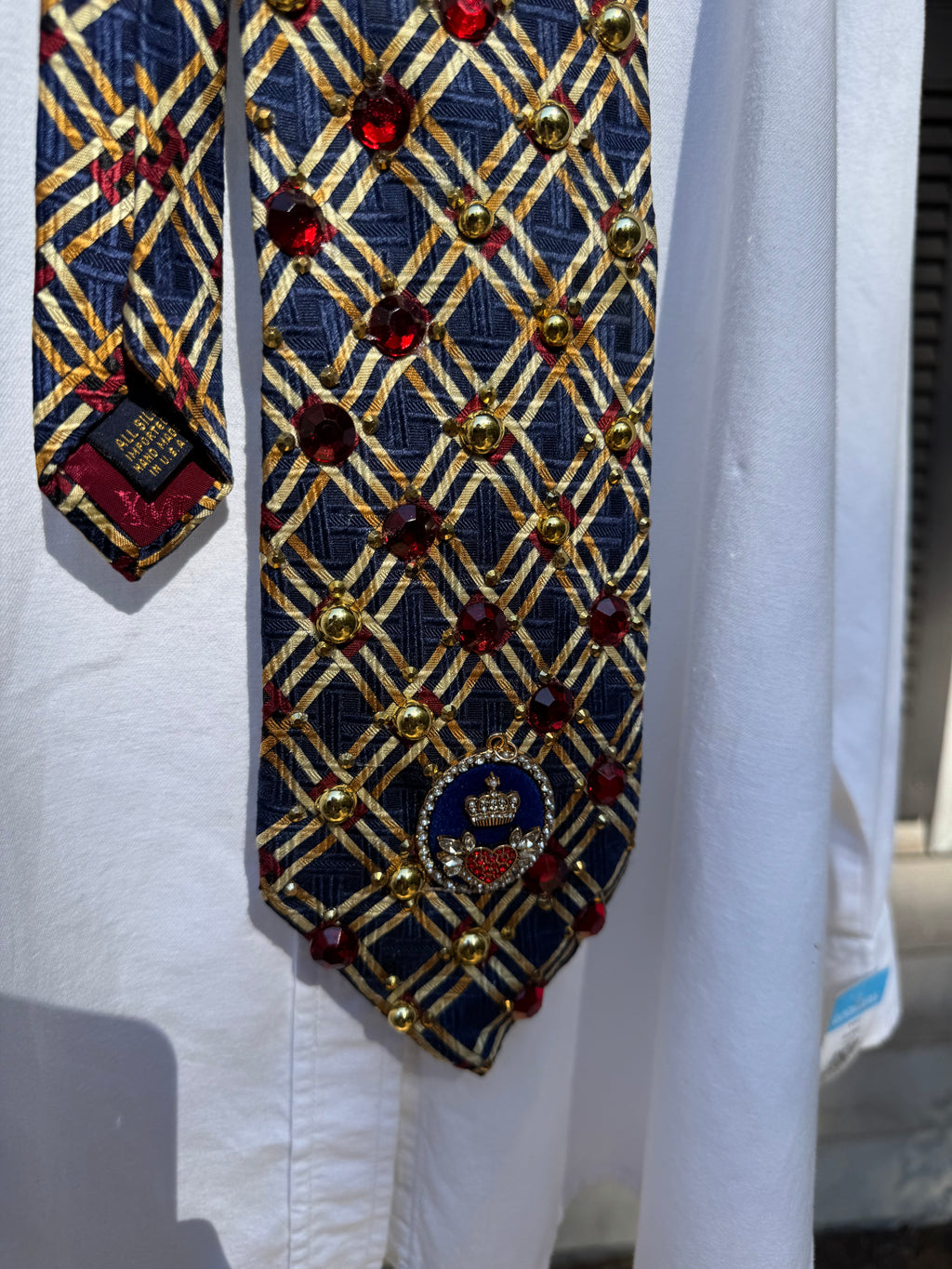 Navy Blue and Gold Striped High Class Royalty Tie