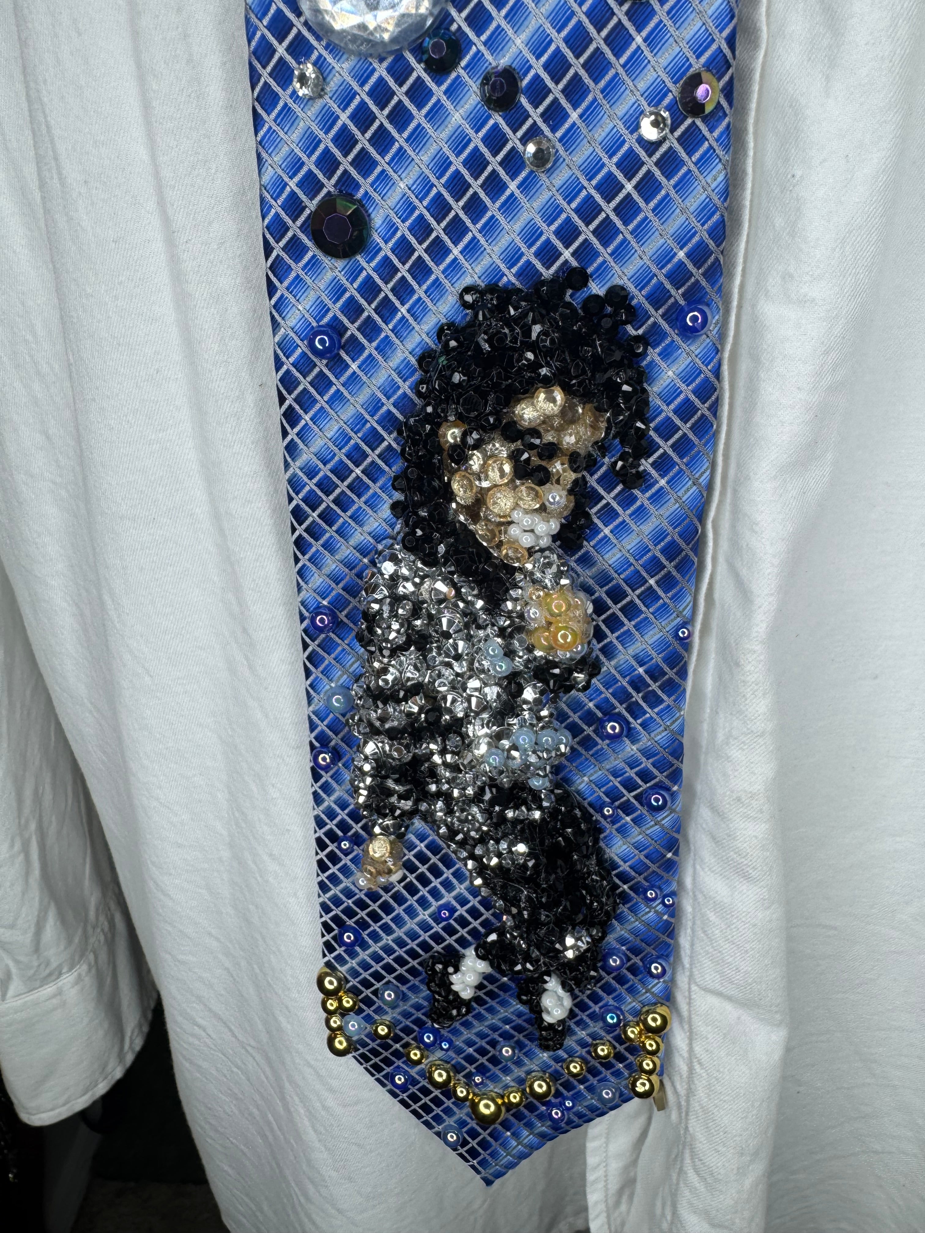Electric Blue Michael Jackson Doing Toe Stand While Singing Wembly Concert Bad Tour 1987 Tie