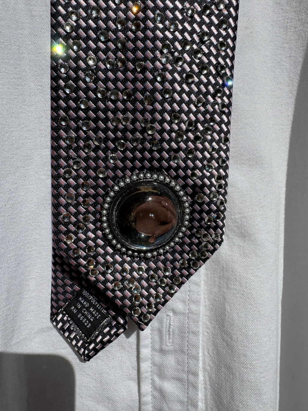 Grey Crystal Monocle High Class Royalty Tie