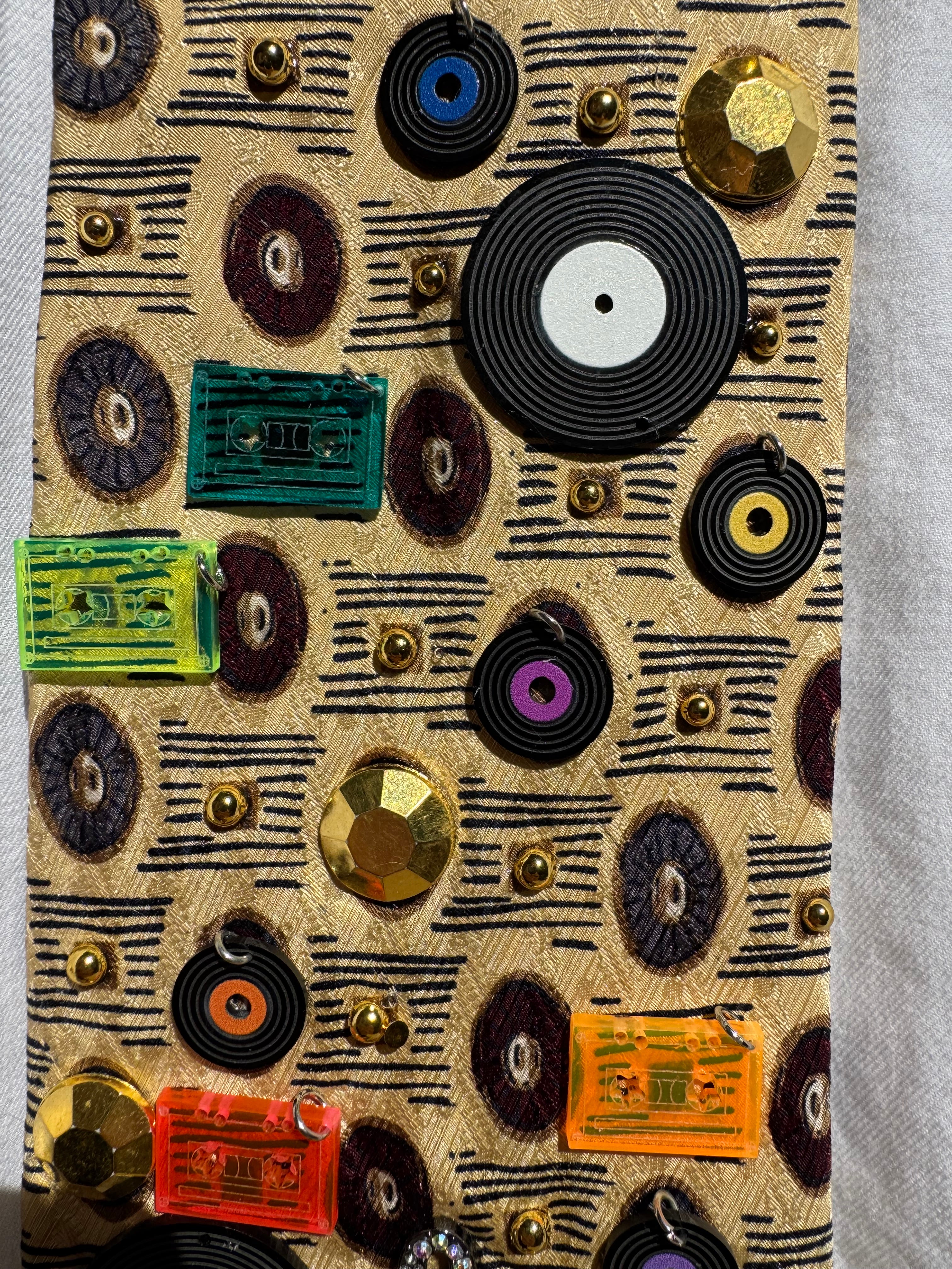 Gold Cassette Tapes and Vinyl Records Royalty Music Tie