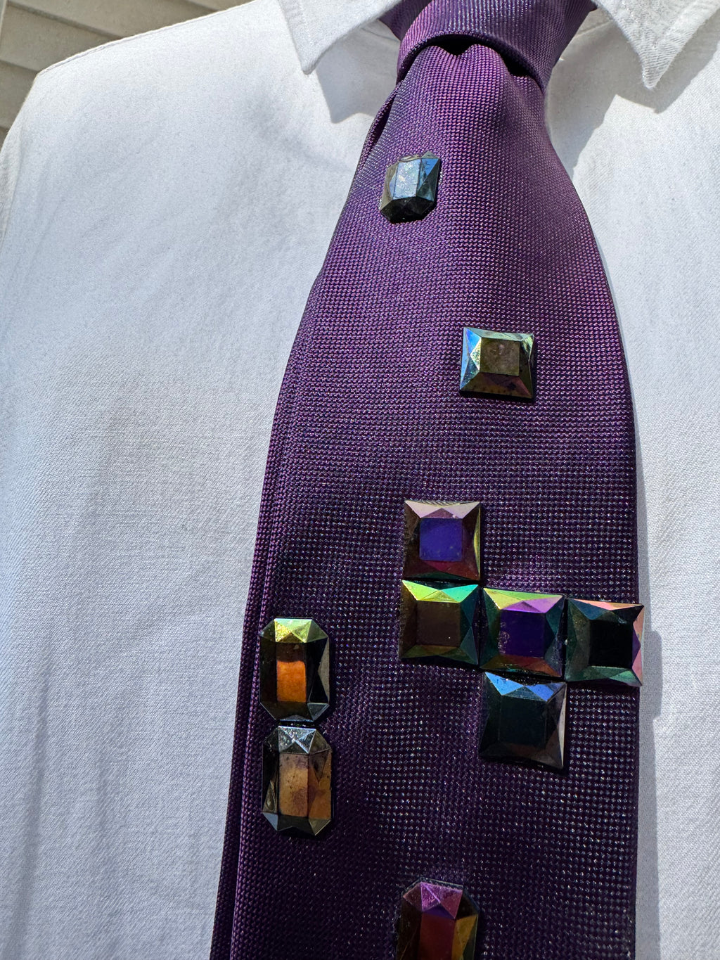 Purple Dark Iridescent Tetris Royalty Tie