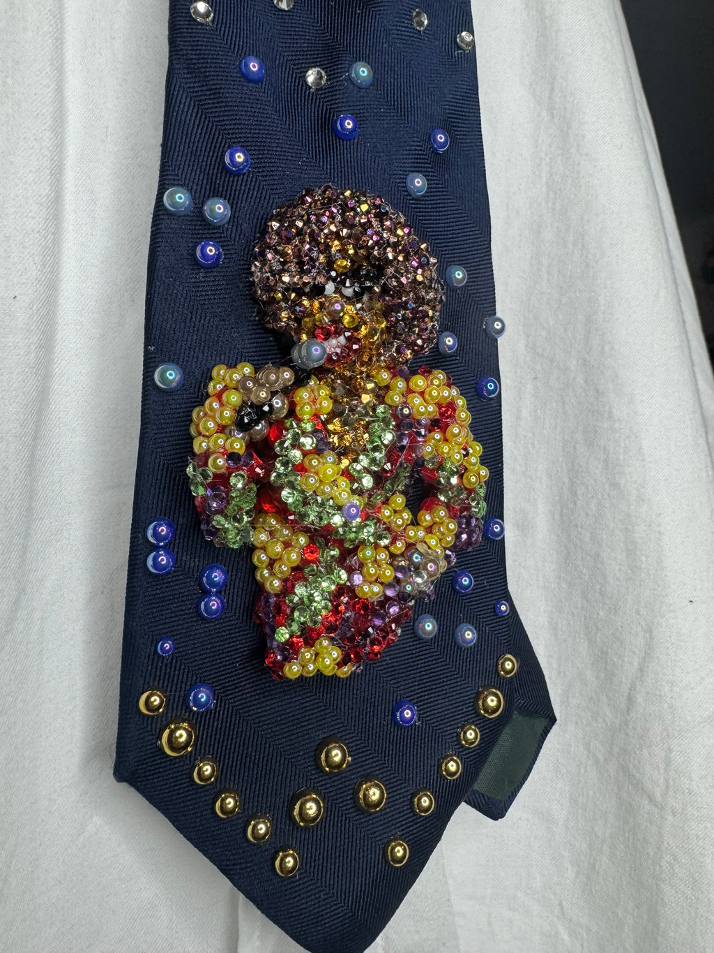 Navy Blue Whitney Houston in Royal Red Colorful Floral Blazer Dress Performing Live Tie