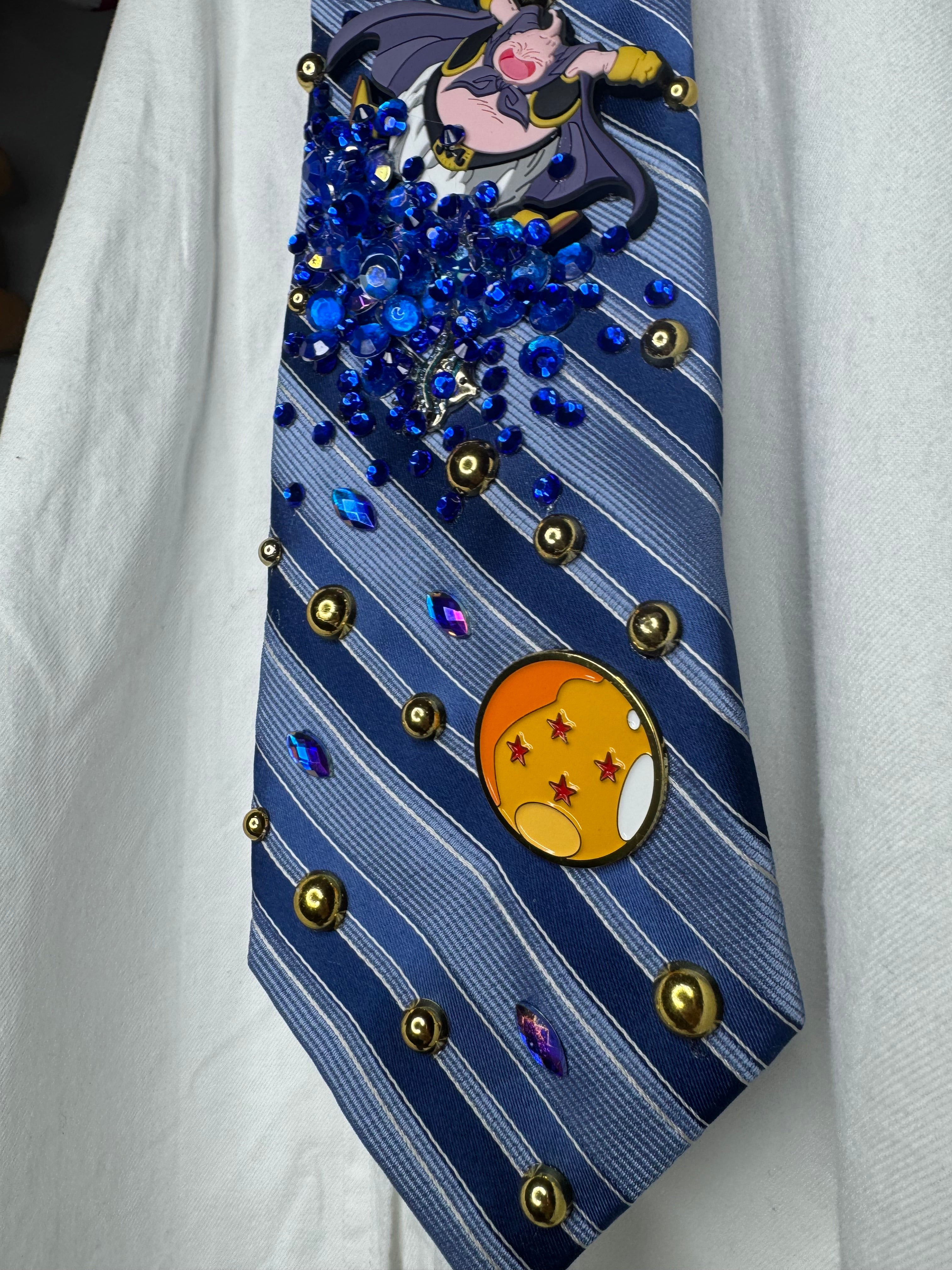 Blue Striped Majin Buu Jumping in Water Dragon Ball Z Tie
