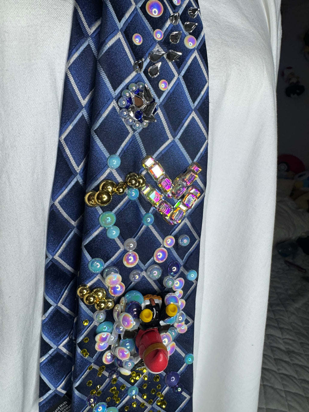 Navy Blue Shy Guy Chasing Star Item Underwater on Golden Coral Reef Road 200cc Mario Kart Tie