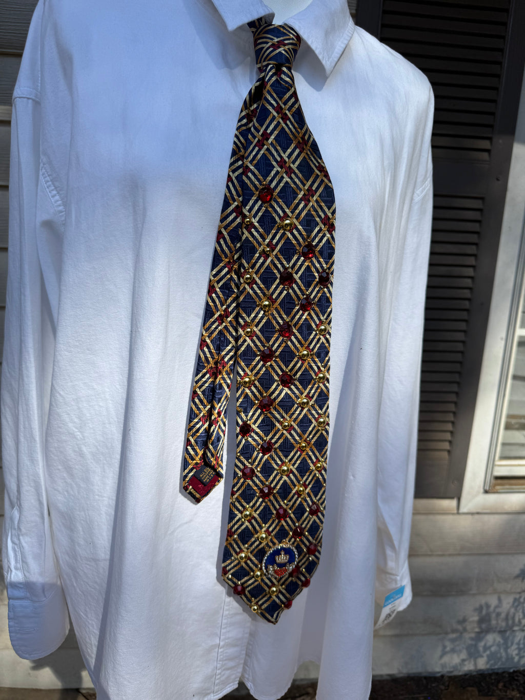 Navy Blue and Gold Striped High Class Royalty Tie