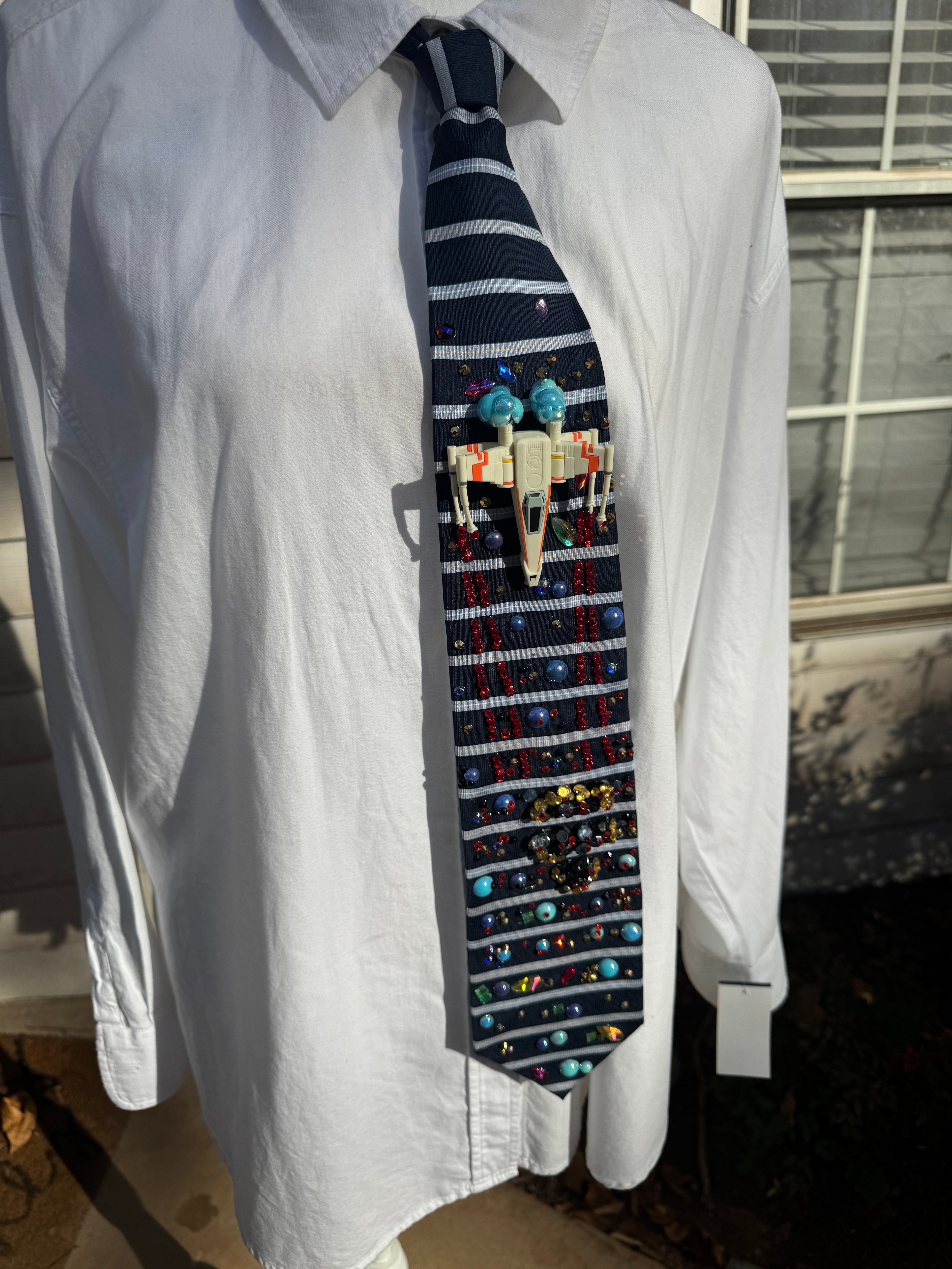 Navy Blue Striped X Wing Starfighter in Combat Sliced Picture Star Wars Tie