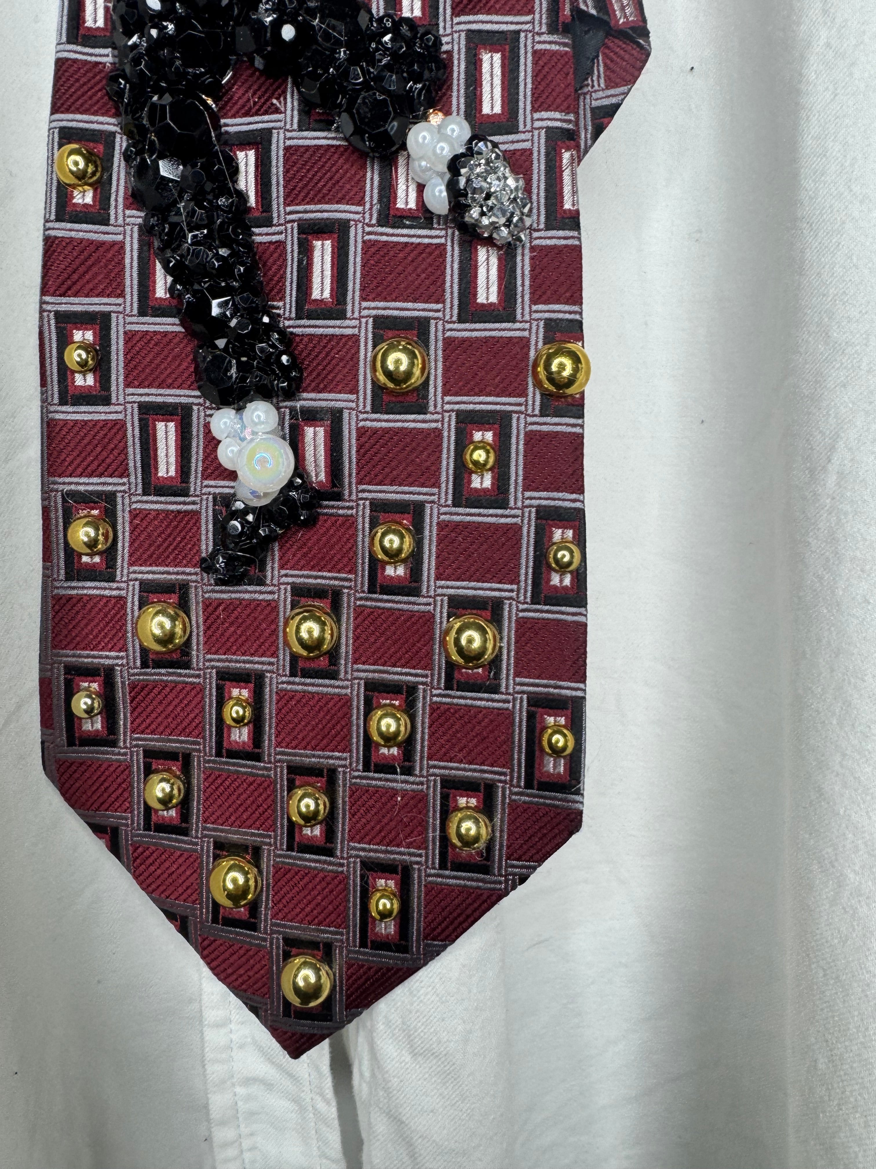 Burgundy Michael Jackson Jumping One Leg Pose For TWYMMF Performance Tie