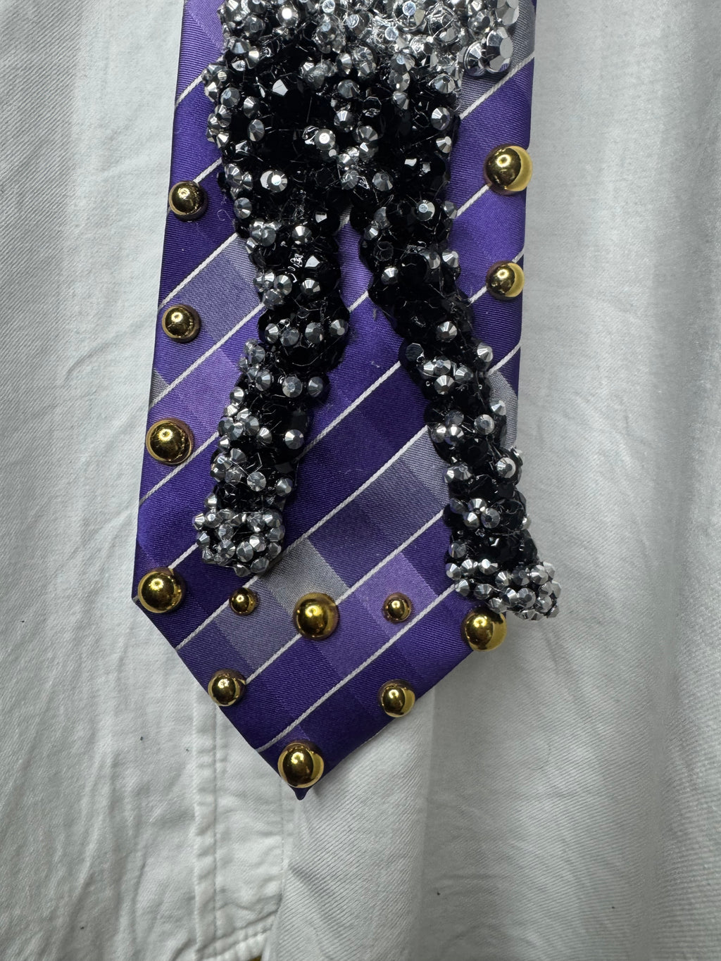 Purple Michael Jackson Hand to Sky Pose Human Nature Bad Tour Wembly Concert 1979 Tie