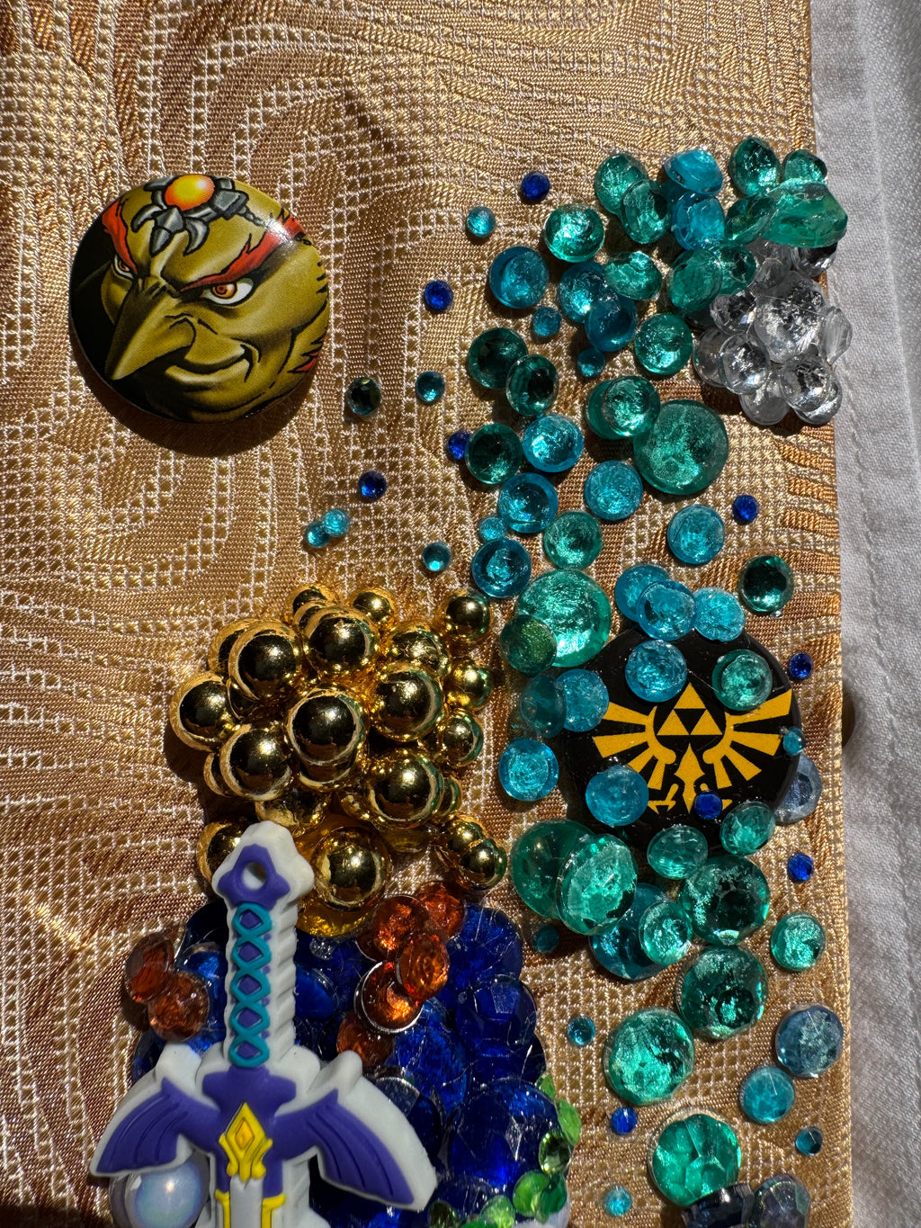 Gold Legendary Link Watching Waterfall Zelda Video Game Tie