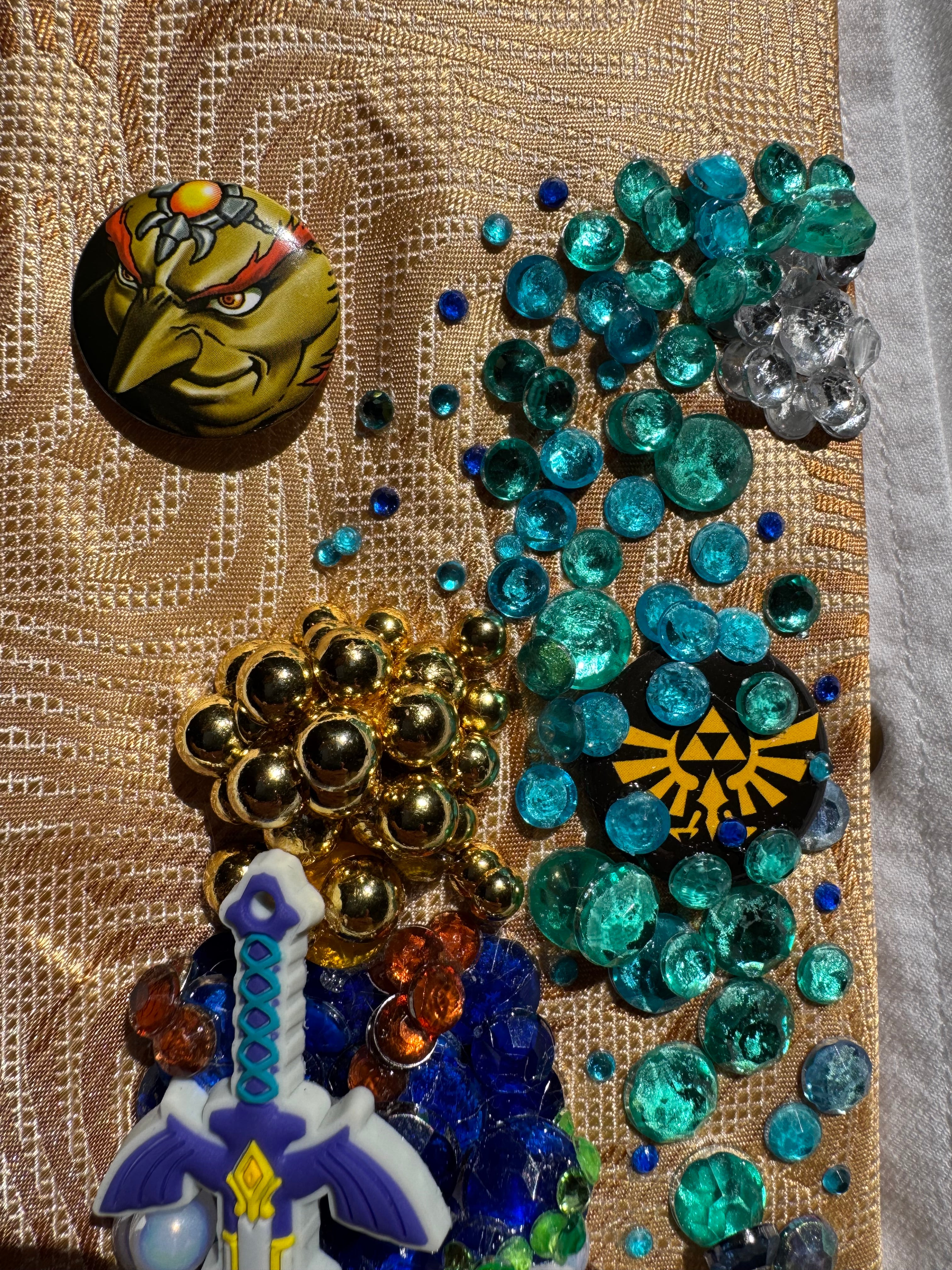 Gold Legendary Link Watching Waterfall Zelda Video Game Tie