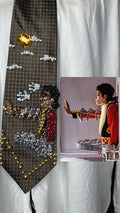 Olive Green Michael Jackson in Royalty Outfit Posing as Amusement Park For Leave Me Alone Music Video Tie