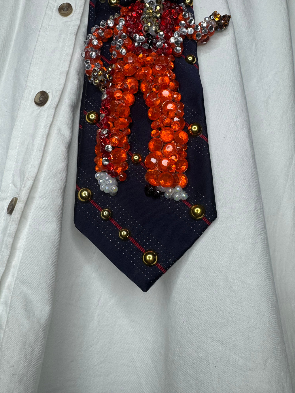 Navy Blue Teen Michael Jackson Orange Outfit Hitting Robot Walk Jackson 5 1975 Tie