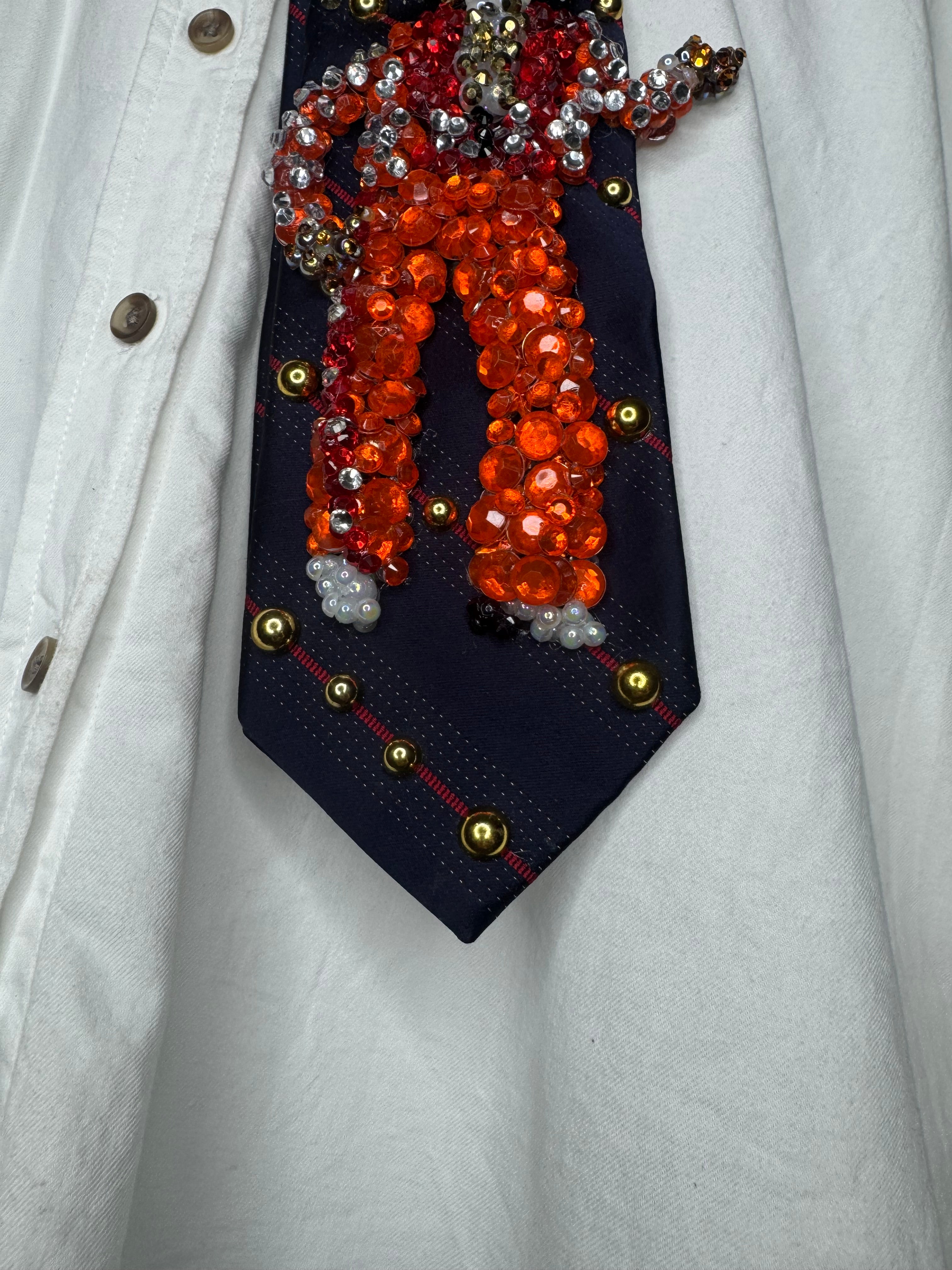 Navy Blue Teen Michael Jackson Orange Outfit Hitting Robot Walk Jackson 5 1975 Tie