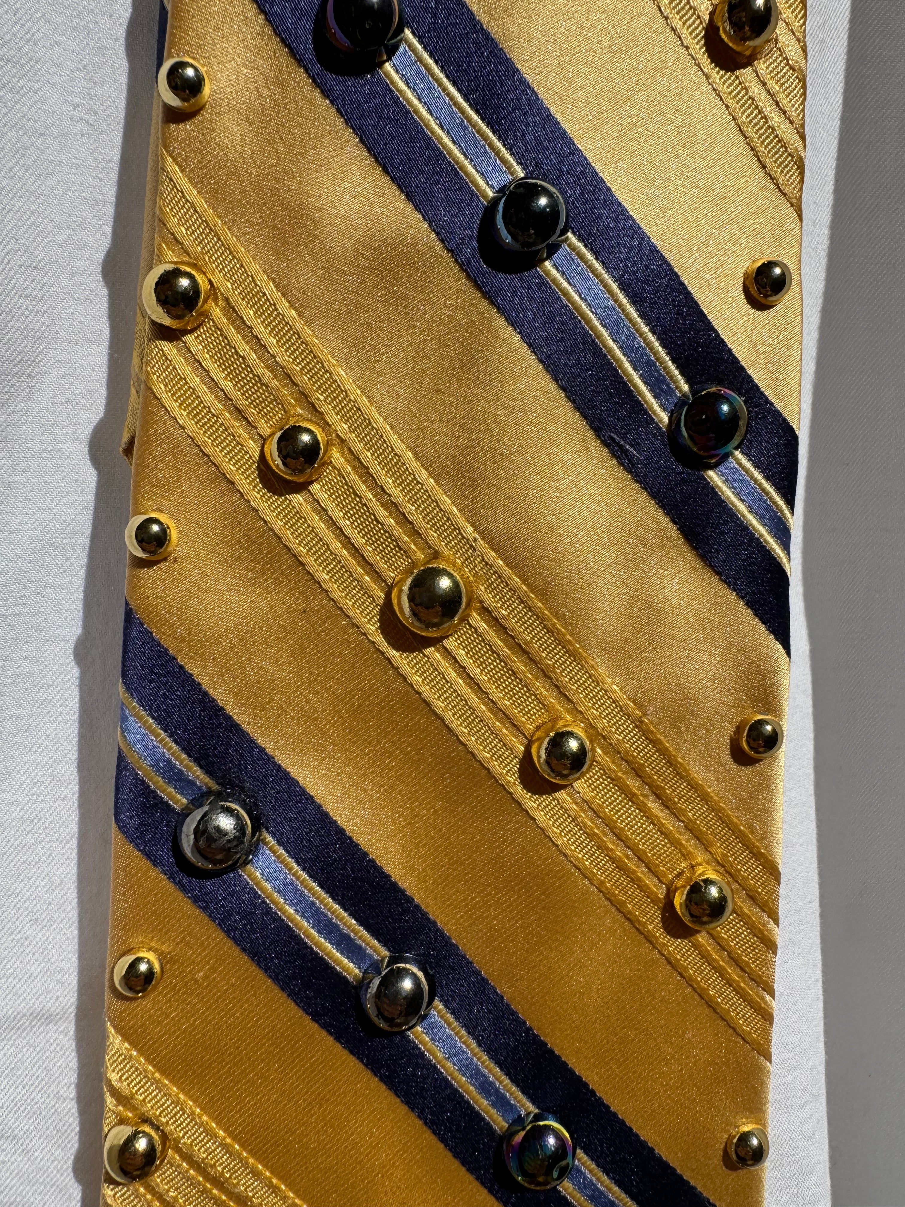Yellow Striped Anchored Royalty Nautical Tie
