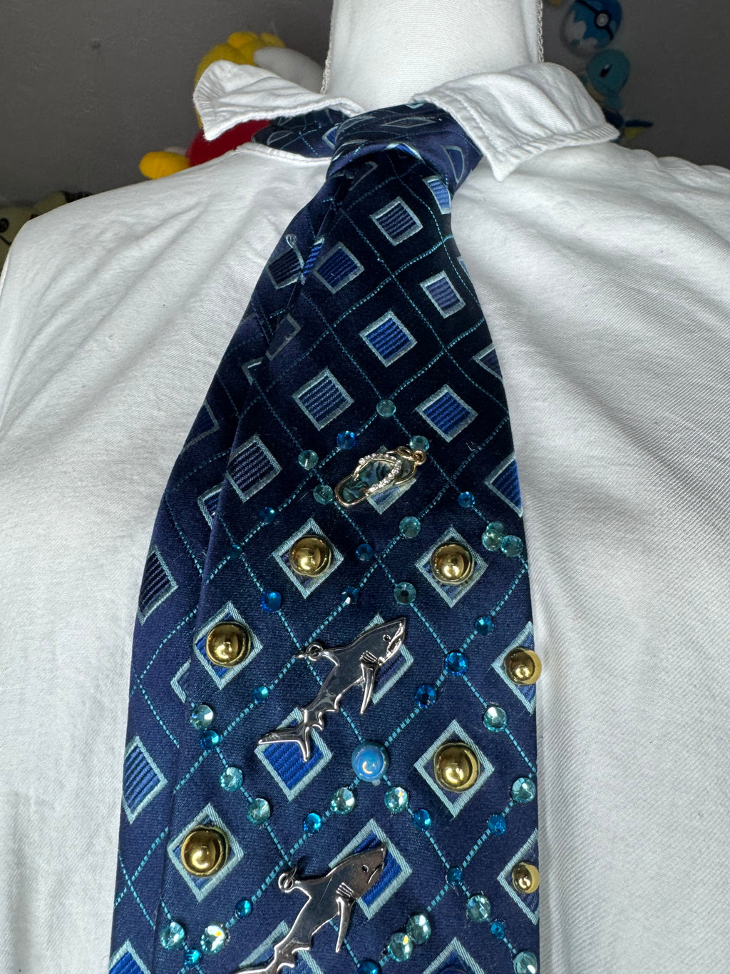 Navy Blue Ocean Floor Tropical Treasure Box Royalty Tie