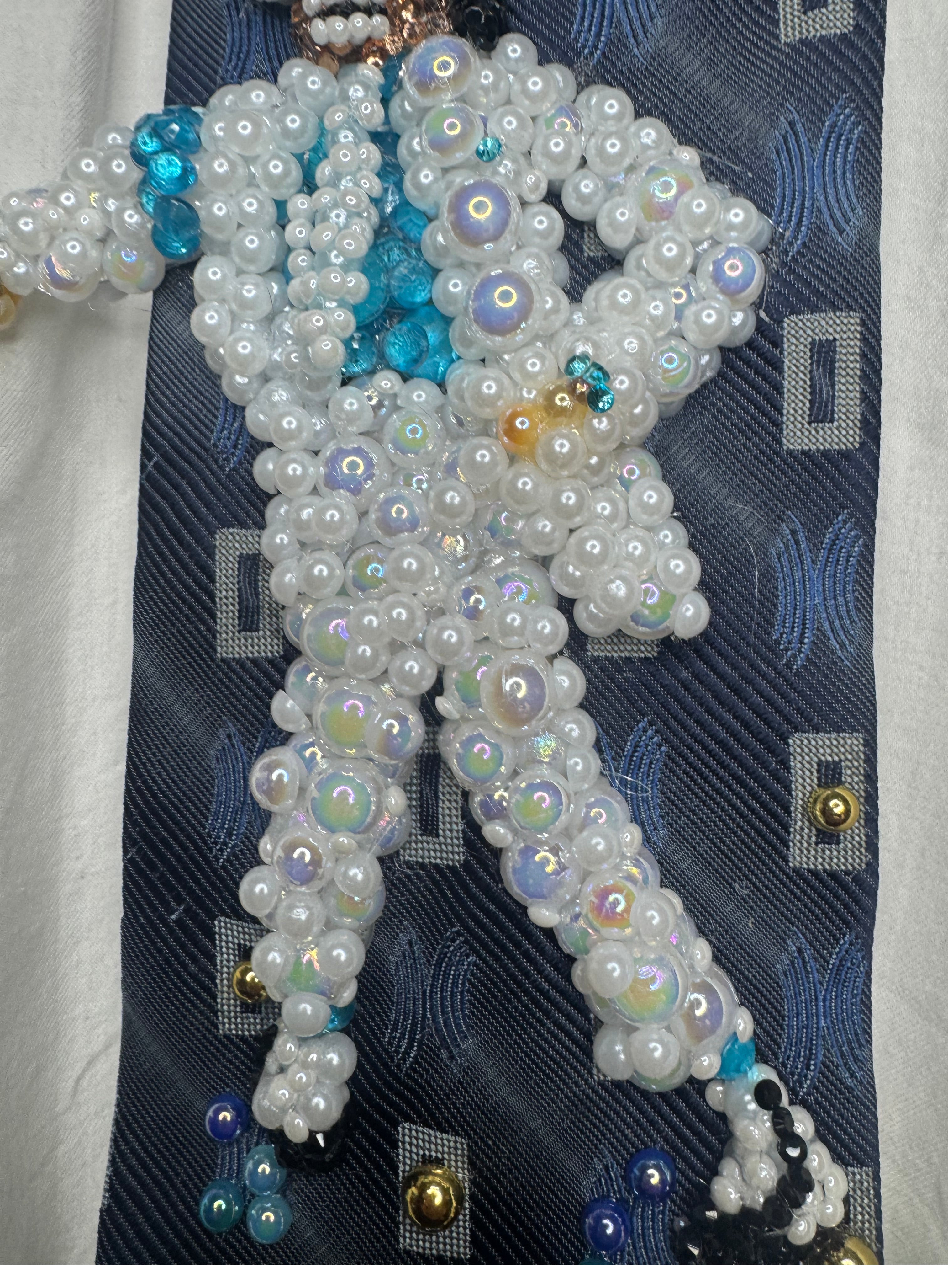 Navy Blue Michael Jackson About to Hit Fred Astaire Moves In Smooth Criminal Music Video Tie