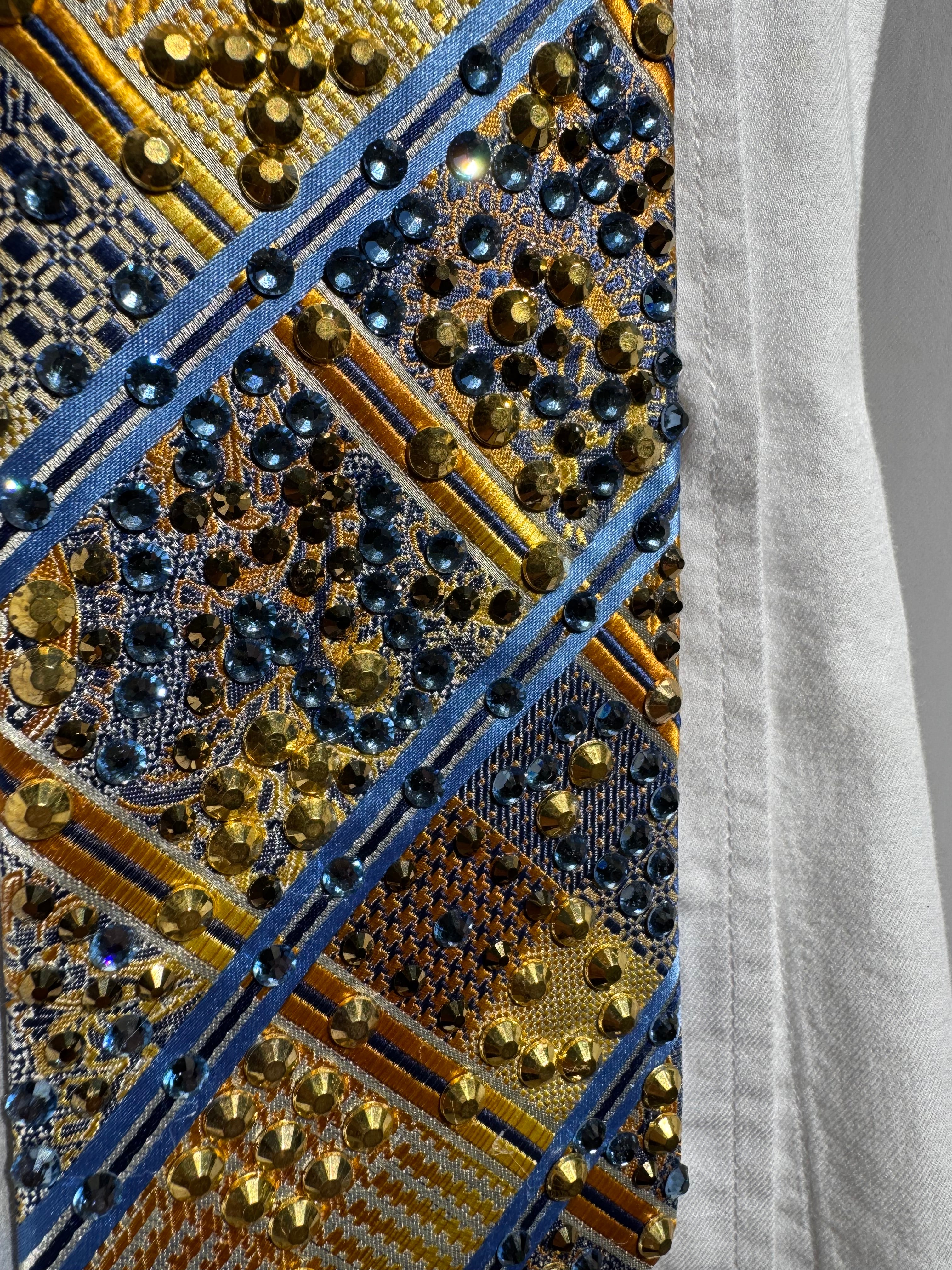 Gold and Blue Egyptian Print High Class Royalty Tie