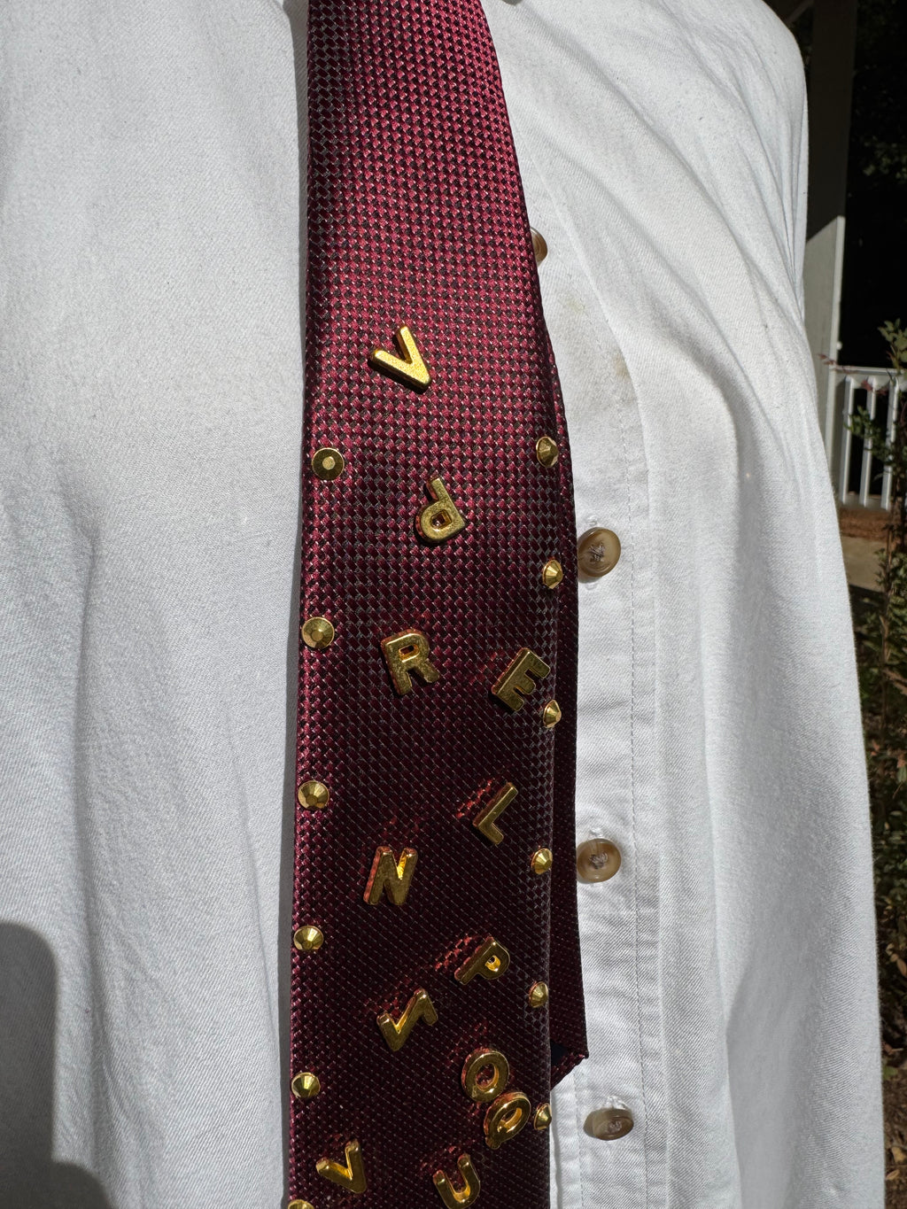 Red Gold Letters Spelling Bee Tie
