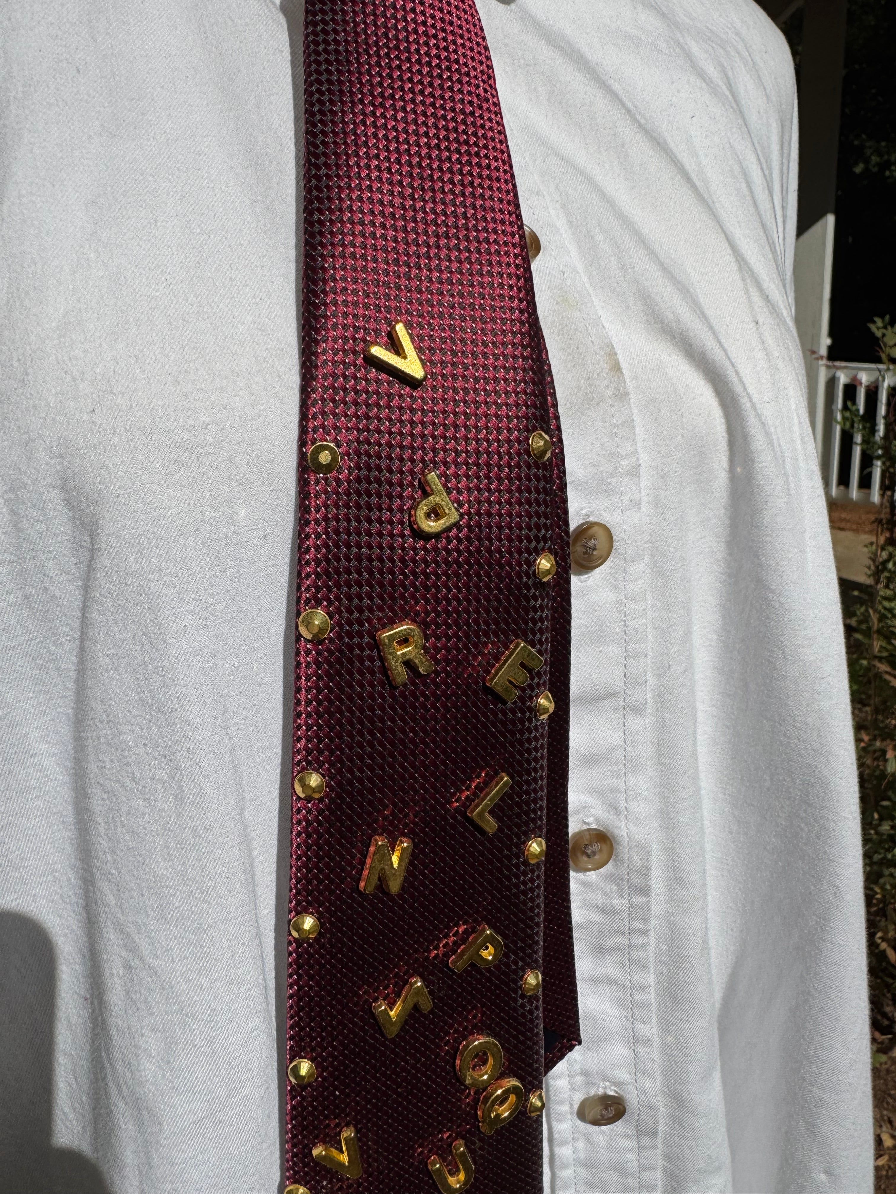 Red Gold Letters Spelling Bee Tie
