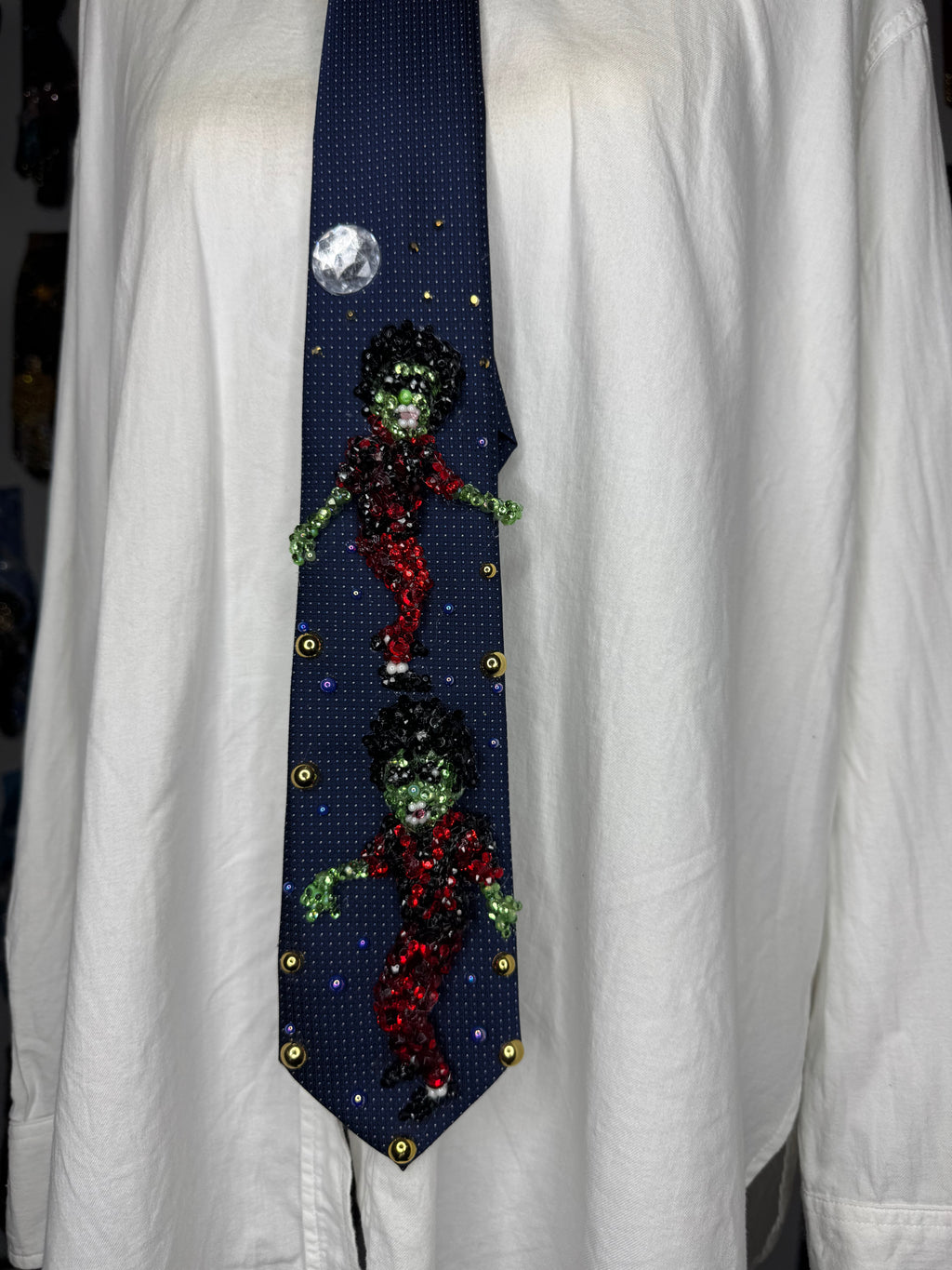 Navy Blue Zombie Michael Jackson Intro Double Dance Scene From Thriller Short Film Tie