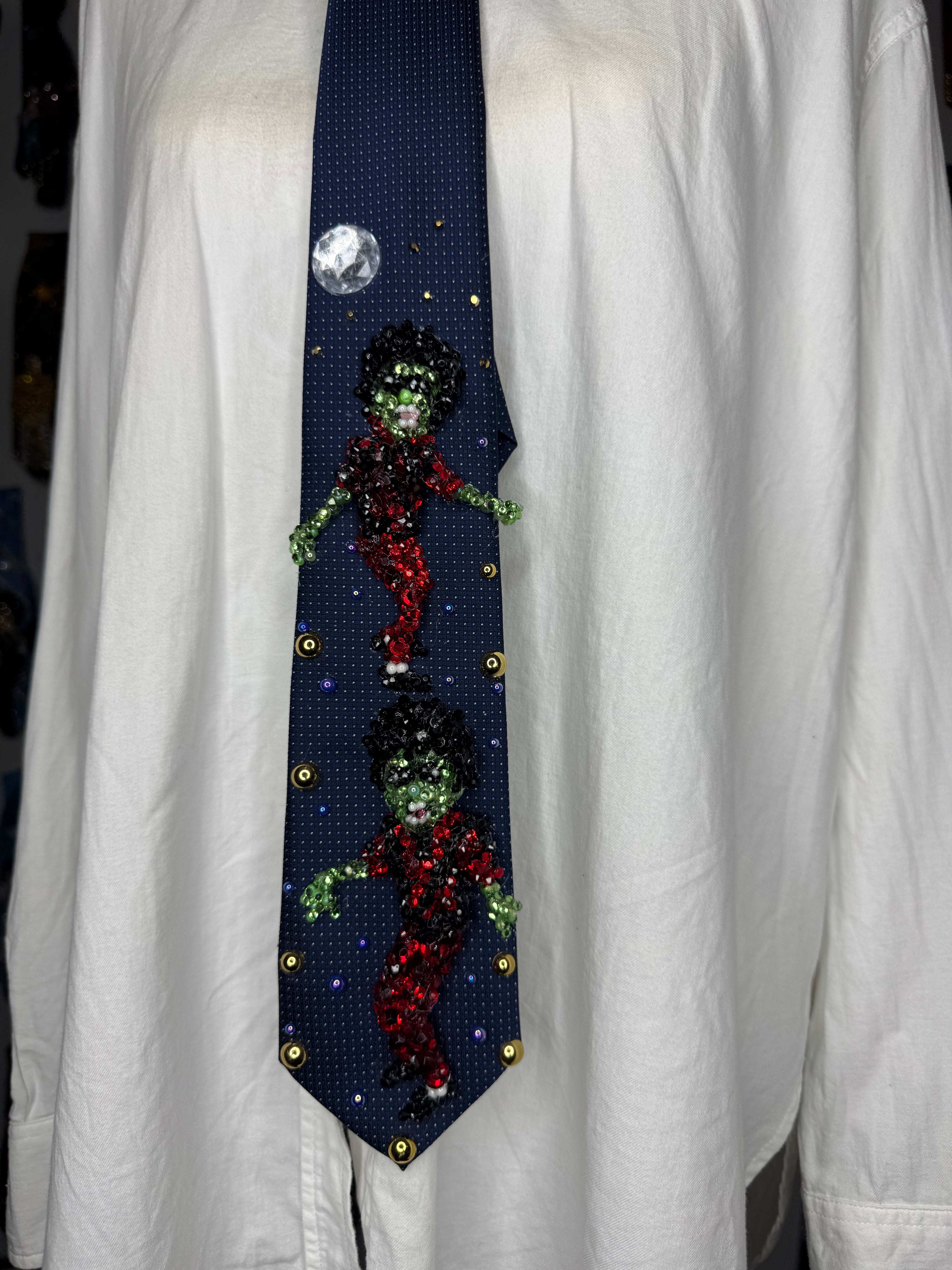 Navy Blue Zombie Michael Jackson Intro Double Dance Scene From Thriller Short Film Tie