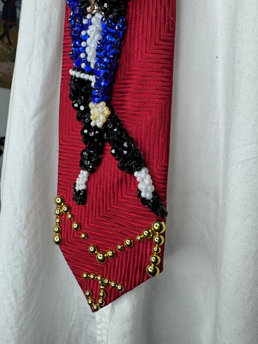 Red Michael Jackson Hitting Stretched Hand Over Crotch Pose to TWYMMF Grammy Awards Tie