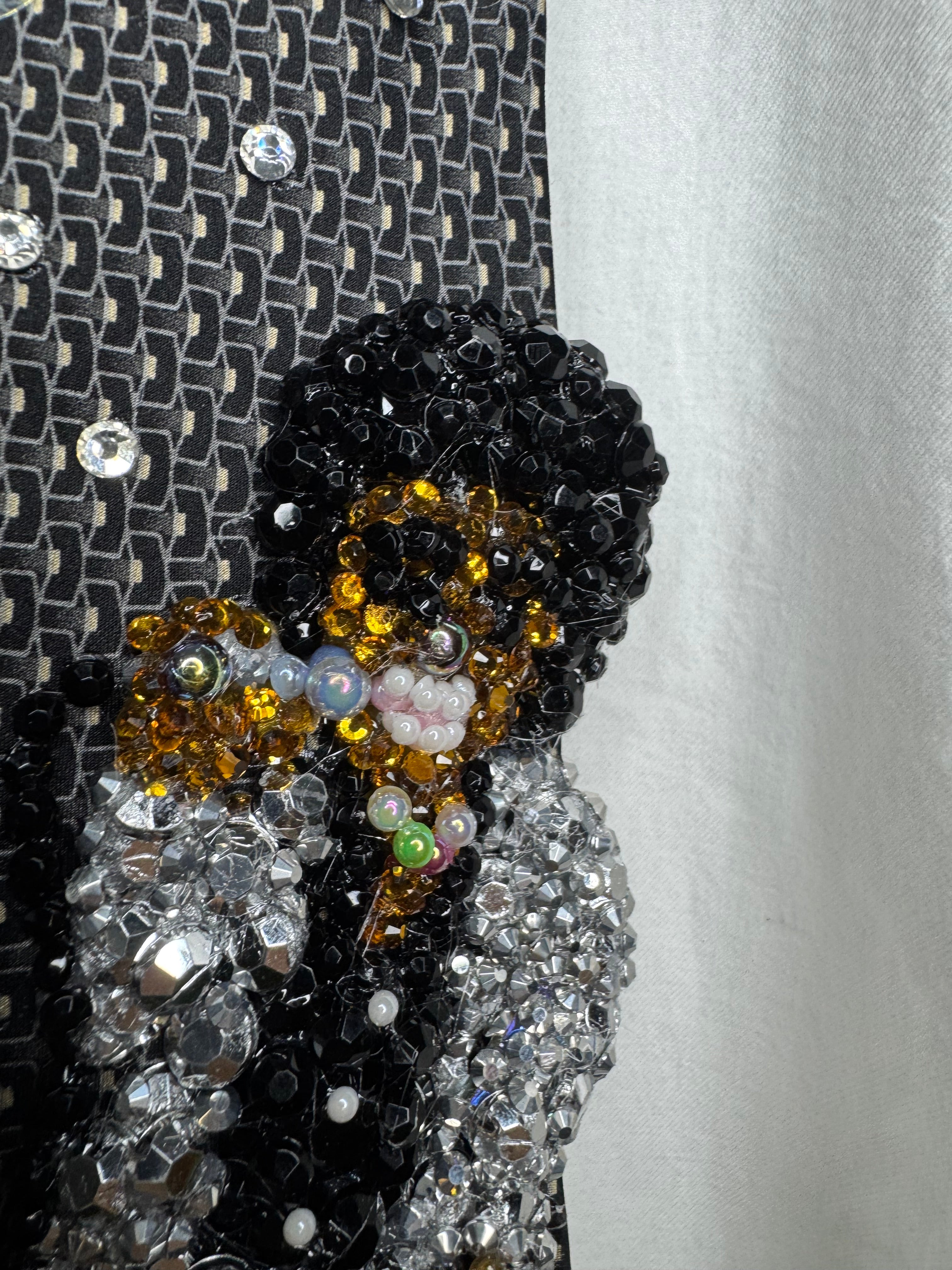 Dark Grey Teen Michael Jackson Singing on Tv in Al Silver Outfit Black Polo Sept 7th 1975 Tie