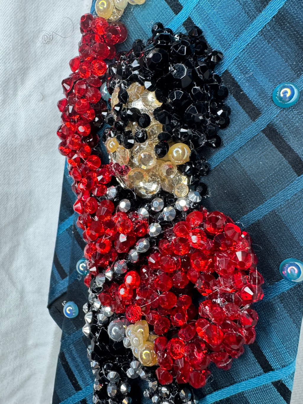 Dark Plaid Turquoise Michael Jackson Hitting Hand Up Wide Leg Pose to Human Nature In Tokyo Red Shirt Bad Tour 1988 Tie