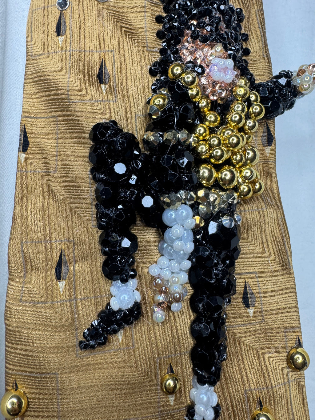 Gold Michael Jackson Hitting Knee Up Pointing Left Pop n Lock Move For Jam During Dangerous World Tour 1993 Tie