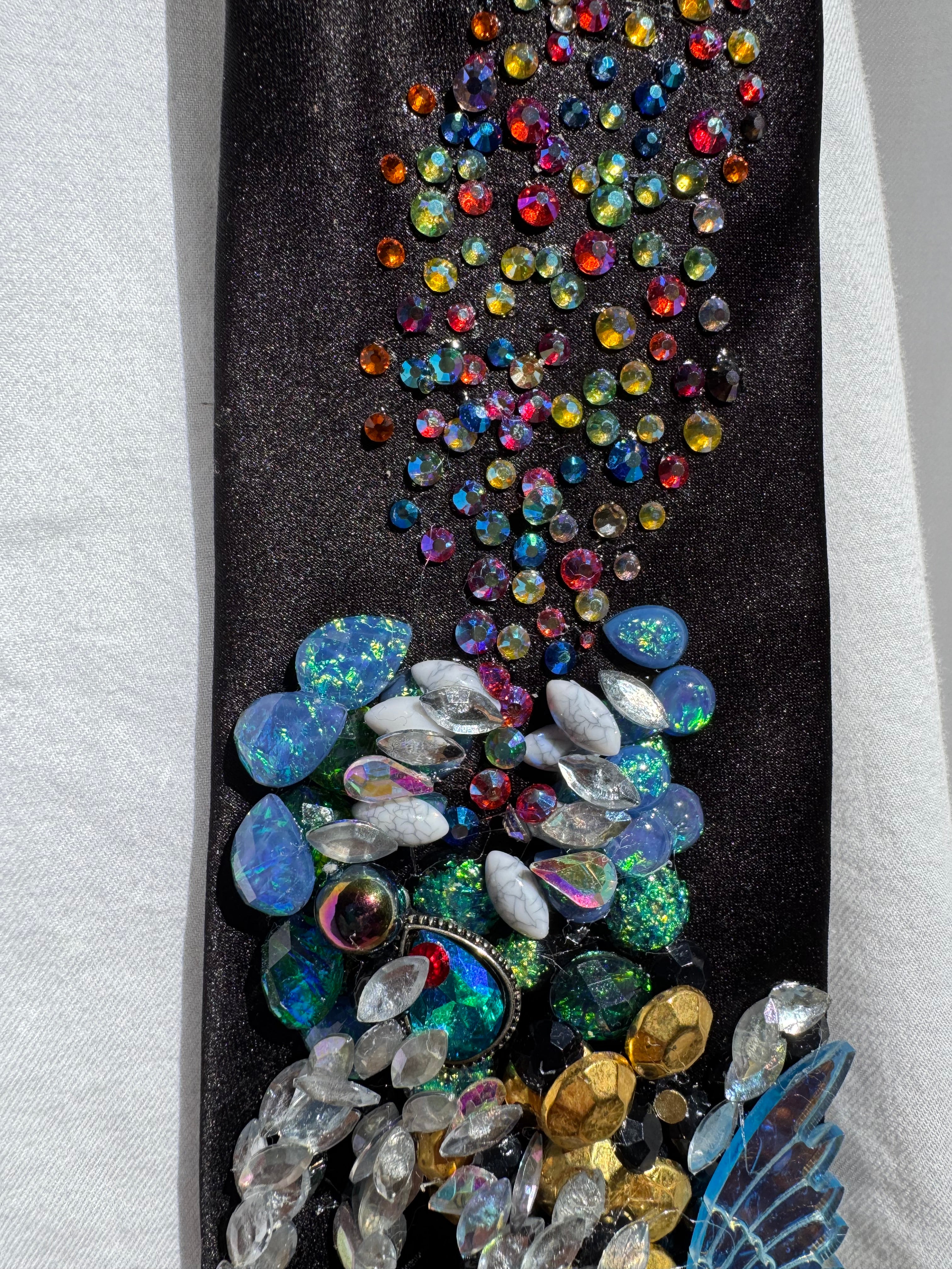 Black Colorful Dragon Spitting Iridescent Flames Tie