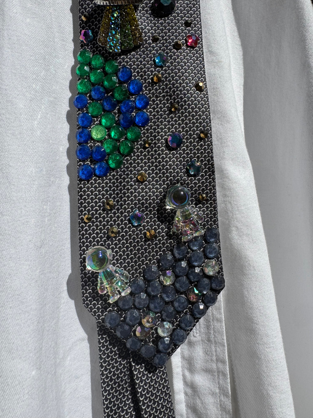 Grey Iridescent Astronauts in Space Royalty Tie