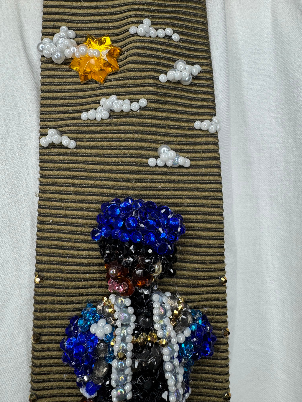 Gold Michael Jackson in Royal Blue Plaid Shirt and Beret Hat for “Say Say Say” Music Video Tie