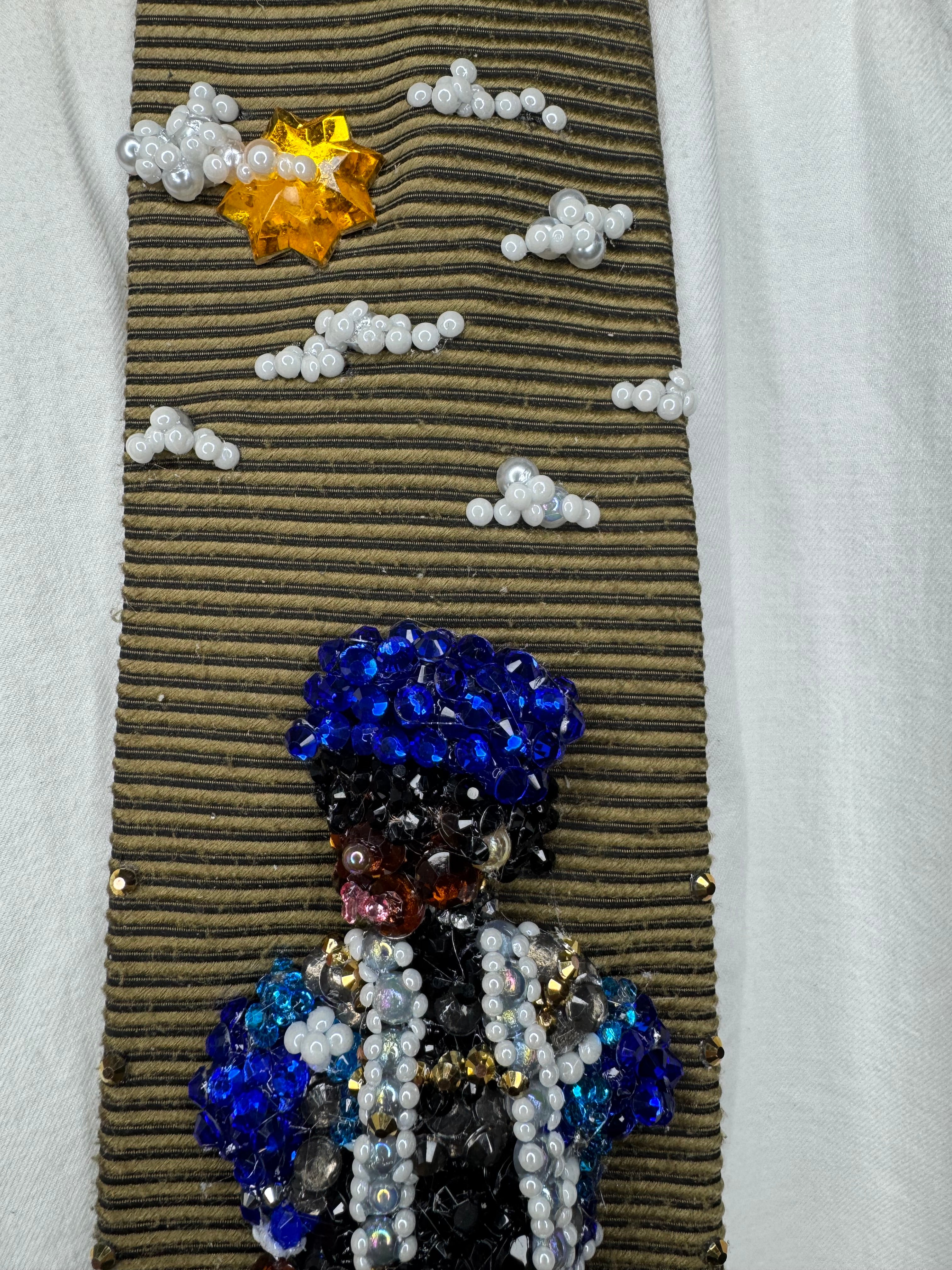 Gold Michael Jackson in Royal Blue Plaid Shirt and Beret Hat for “Say Say Say” Music Video Tie