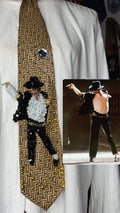 Gold Michael Jackson Hitting Chest Touch Pointing Pose in Black Or White Music Video