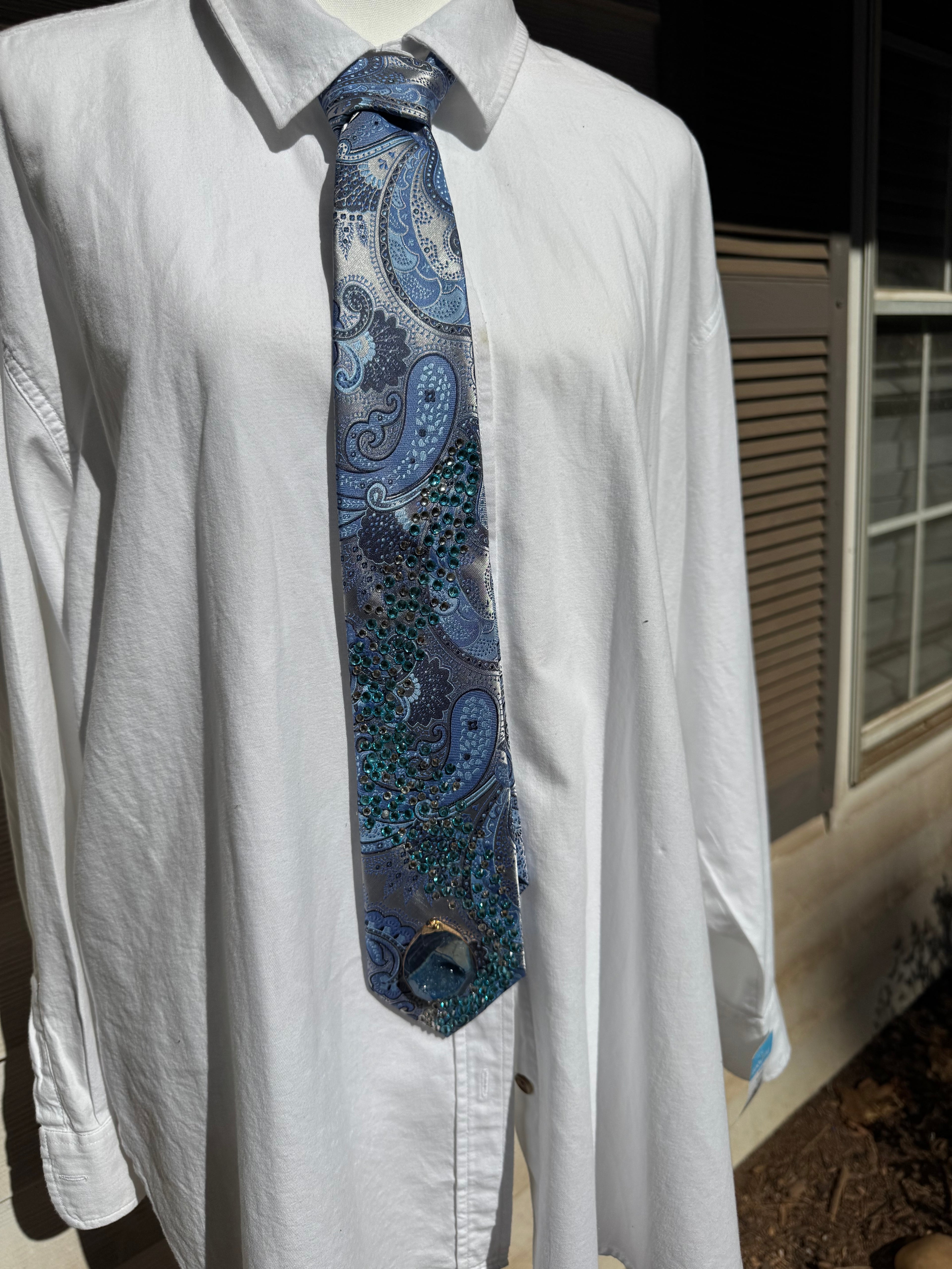 Blue Paisley Magical Rock Aura Nature Royalty Tie