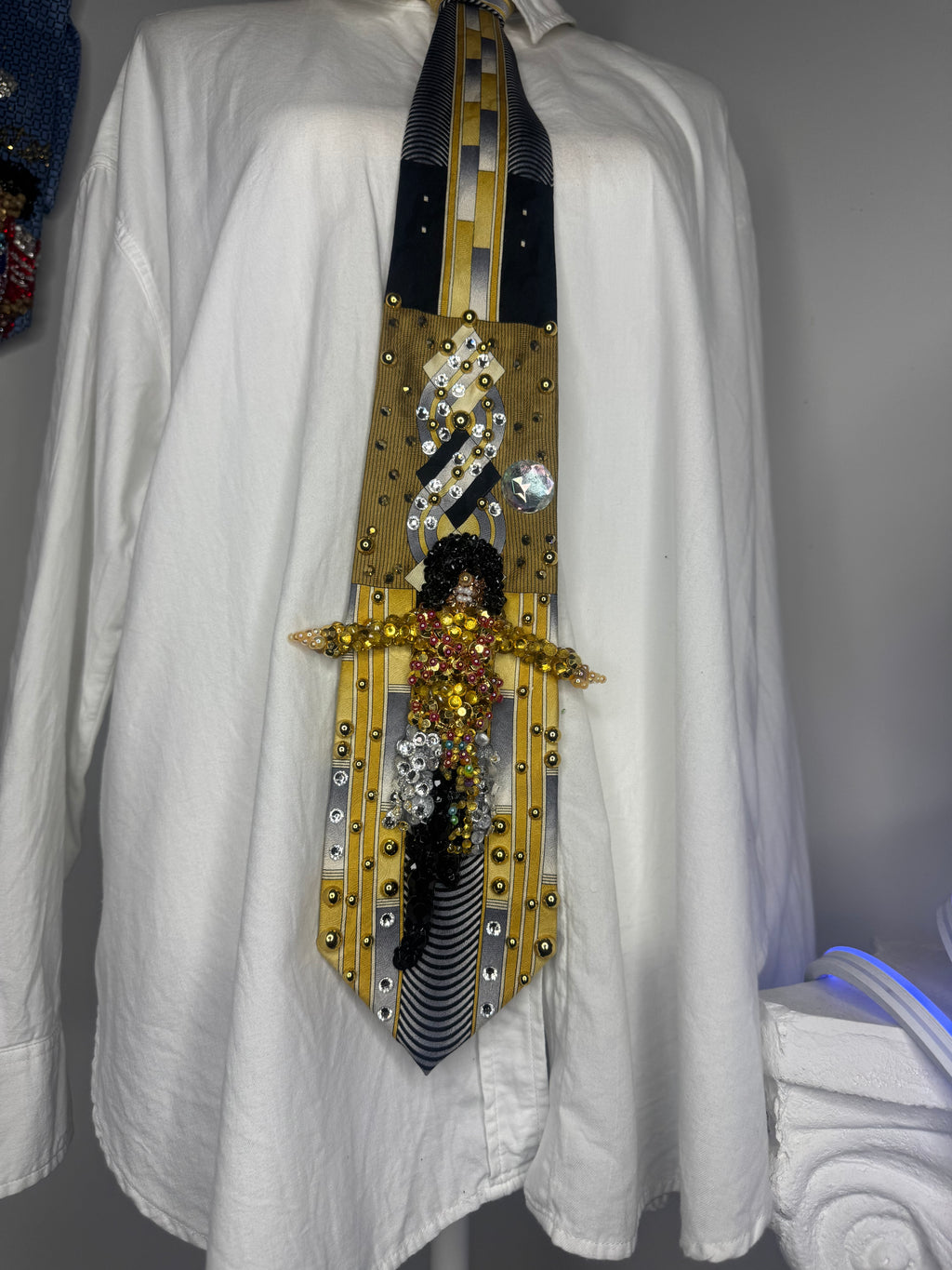 Gold Michael Jackson Hitting T Cross Jump Move in Remember the Time Music Video Tie