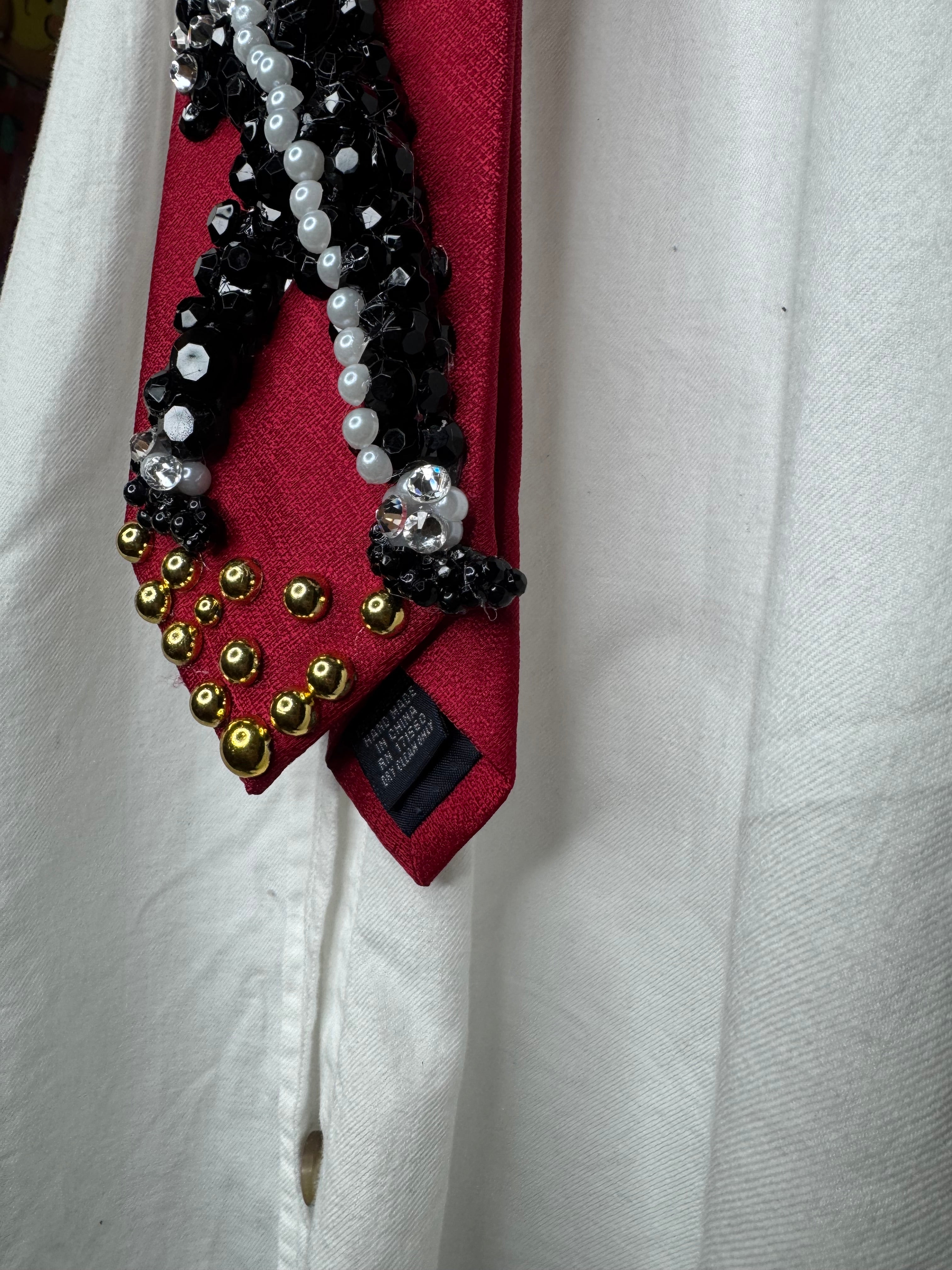 Red Michael Jackson Tapping Hat Walking By Pose To Billie Jean 1989 Tie